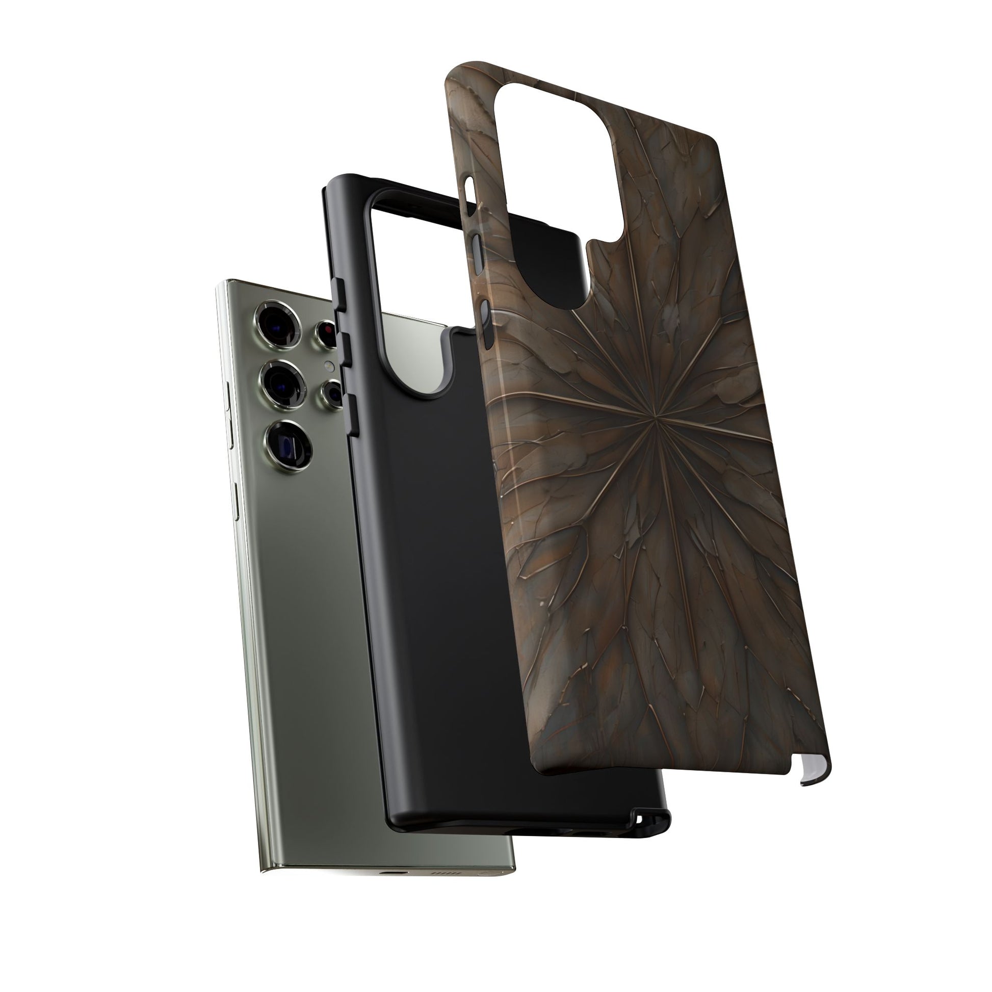 Earthstone Mandala - Kaleidoscope Collection Artistic Taupe Burst - Samsung Galaxy S23 Ultra Tough Phone Case