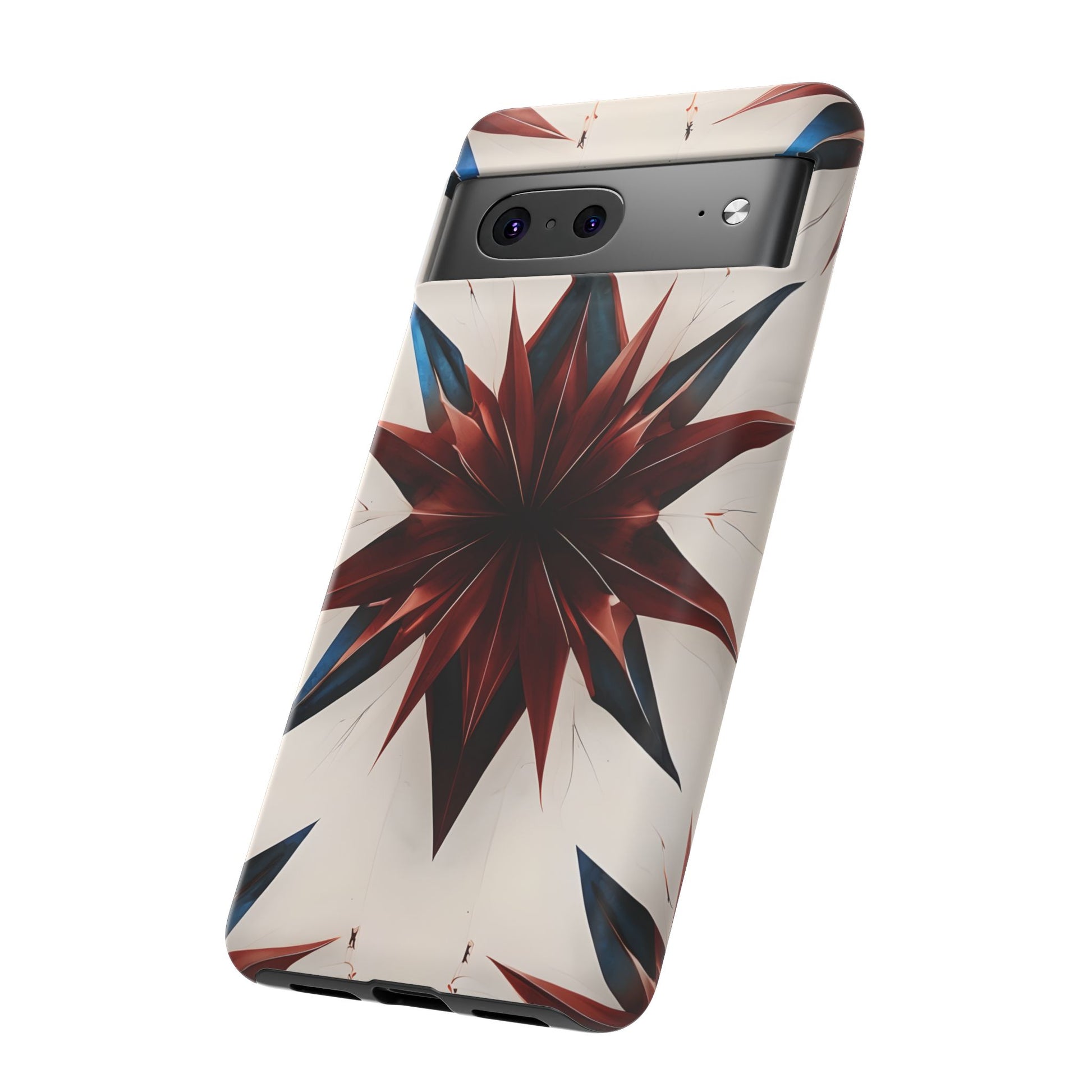 Garnet Starburst - Kaleidoscope Collection Gemstone Floral - Google Pixel 7 Tough Phone Case - Floral Burst Design