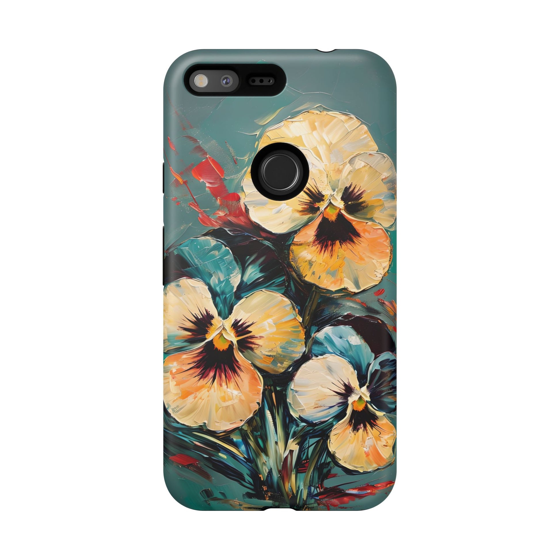 Golden Pansy Cascade Tough Case for Google Pixel XL - Floral Artistic Shockproof Cover, Elegant Protective Phone Case
