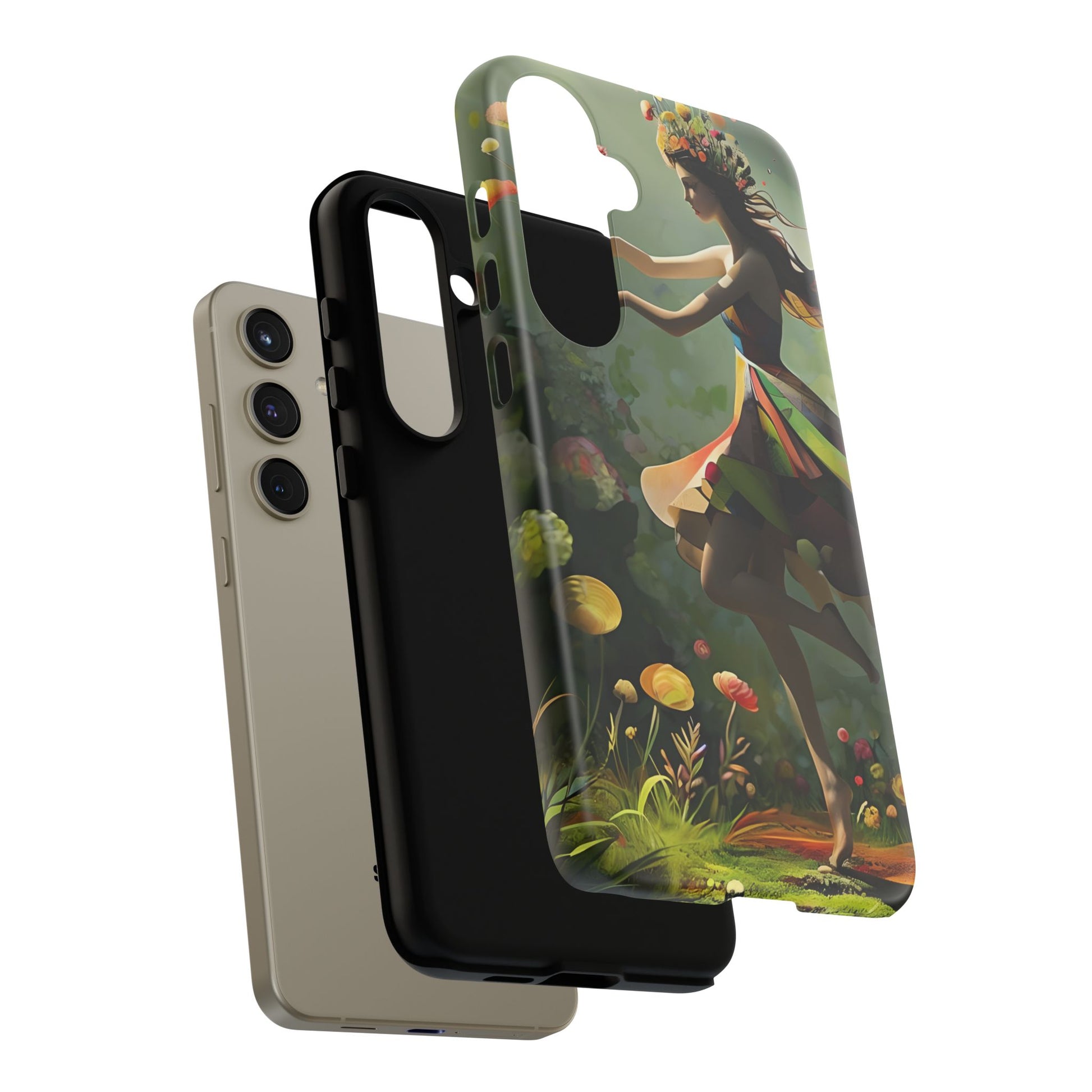 Dancing Wildflower Muse Samsung Galaxy S24 Plus Tough Case - Artistic Floral Fantasy Cover - Whimsical Nature-Inspired Protective Accessory