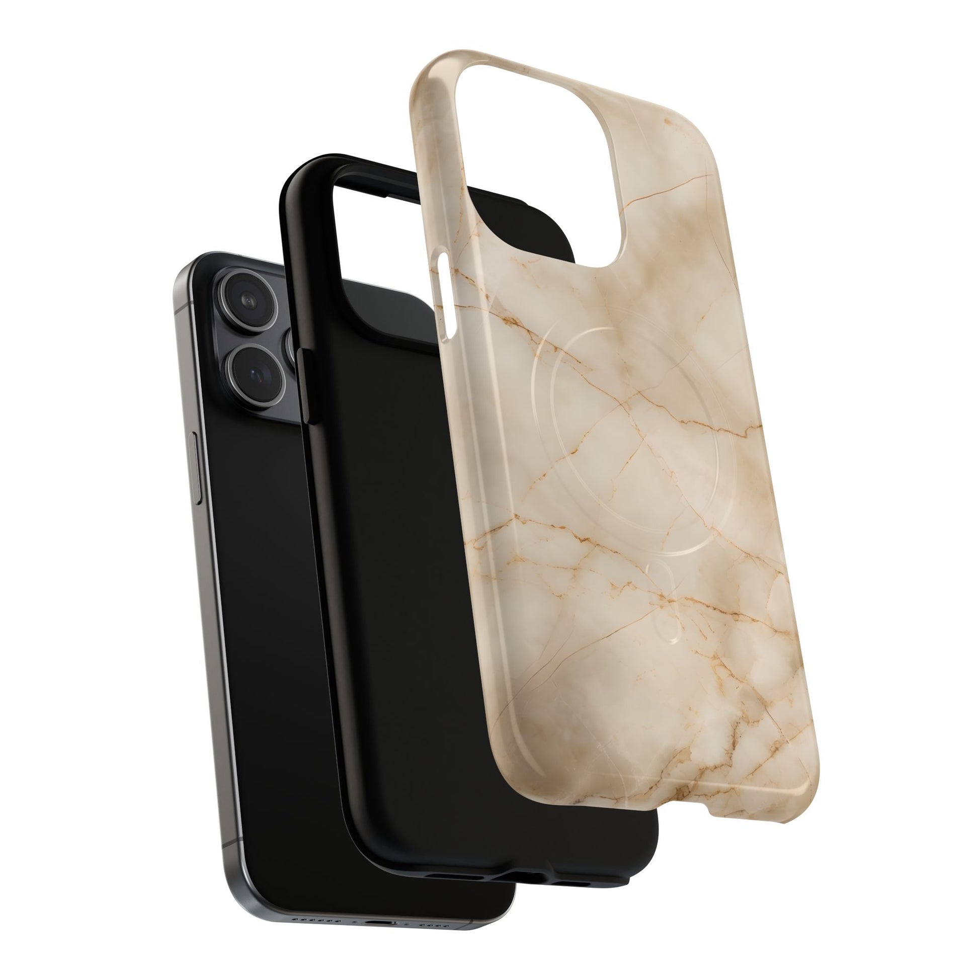 Parchment Mist - iPhone 15 Pro Max MagSafe Phone Case - Neutral Beige Marble Design