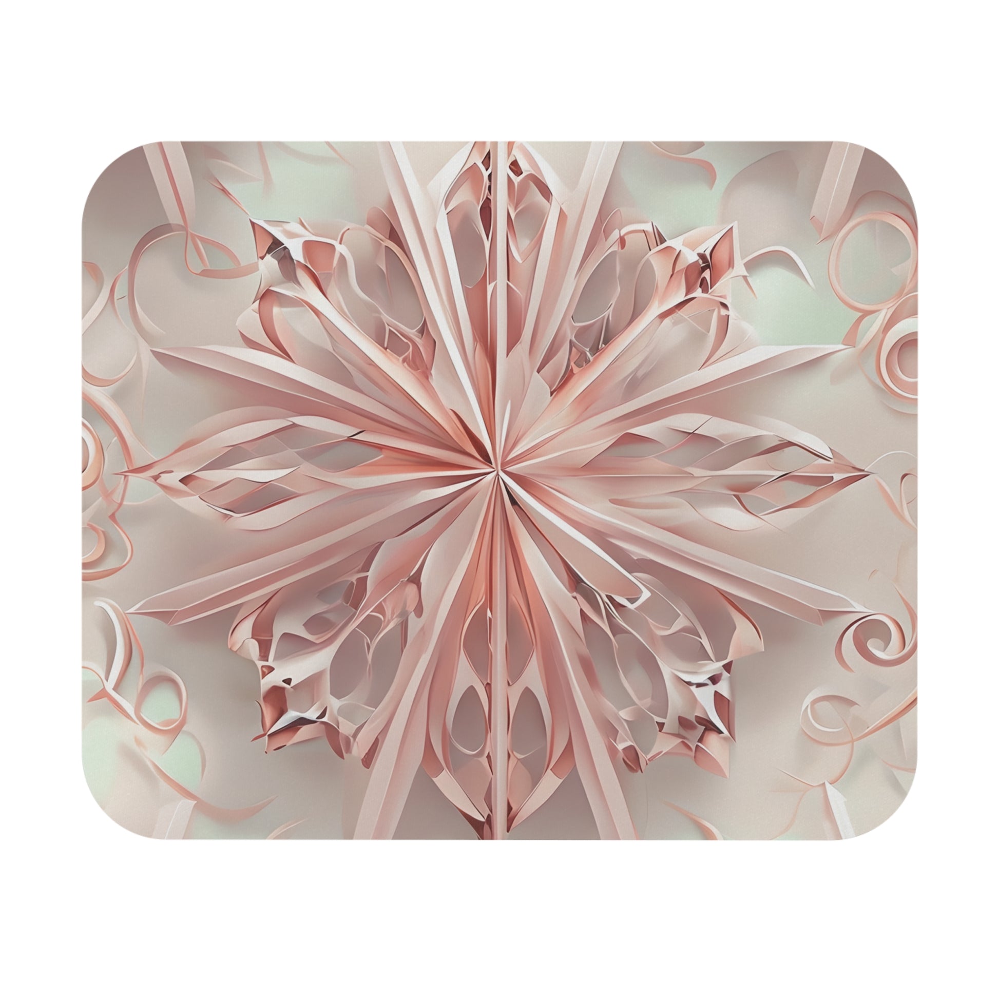 Blush Frost mouse pad featuring blush pink floral geometric artwork