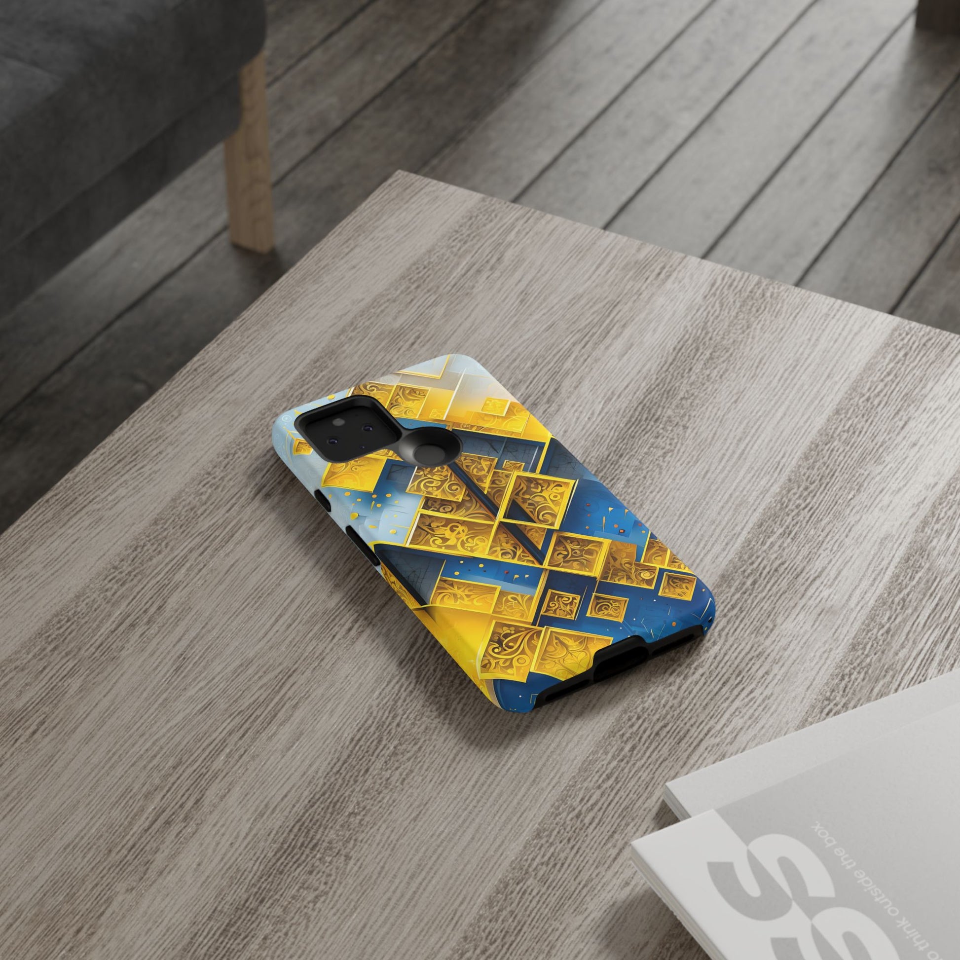 Golden Ascent Luxe Geometric Google Pixel 5 5G Tough Case - Elegant Abstract Gold Design