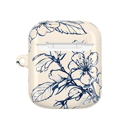 Blossom Sketch AirPod Case - Elegant Floral Earbud Cover for Gen 1, 2, 3, Pro Gen 1 & 2 - Chic Blue Botanical Gift for Her