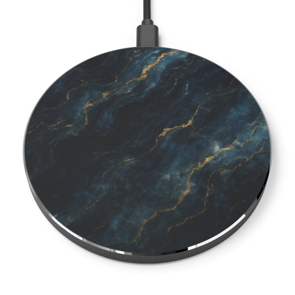 Midnight Marble Qi Wireless Charger - 10W Fast Charging Pad for iPhone 15/16 - MagSafe Compatible Modern Design