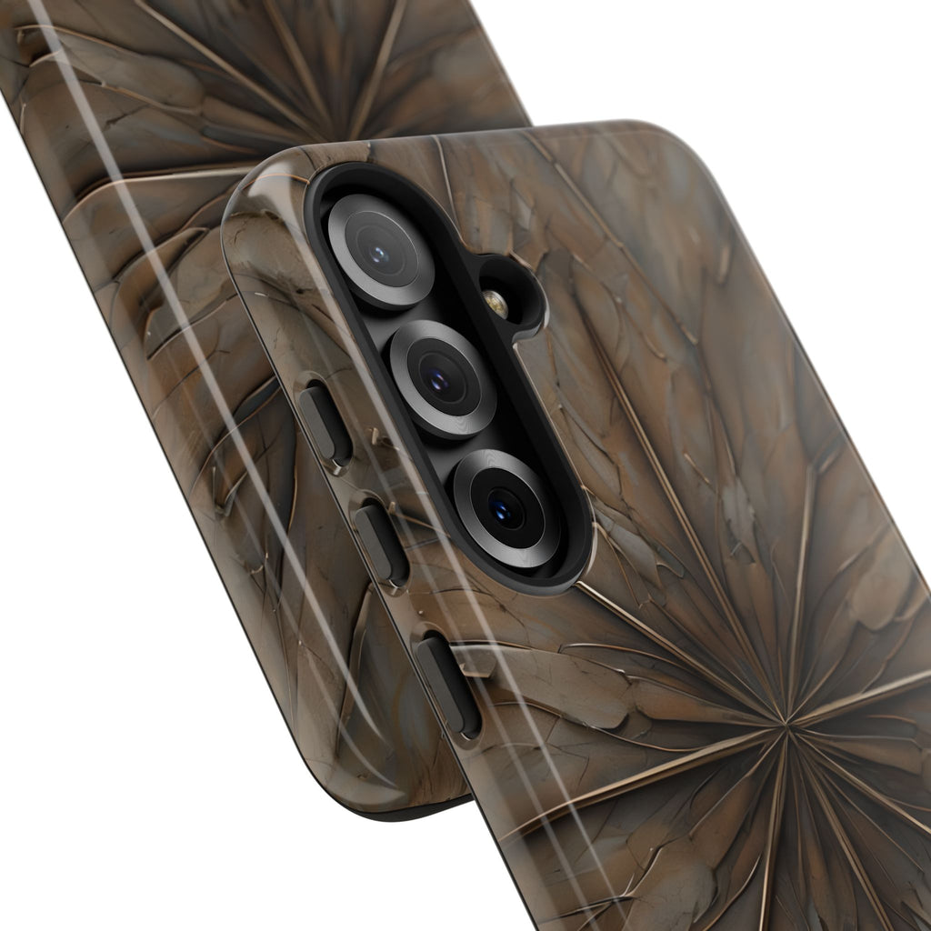 Earthstone Mandala - Kaleidoscope Collection Artistic Taupe Burst - Samsung Galaxy S25 Plus Tough Phone Case