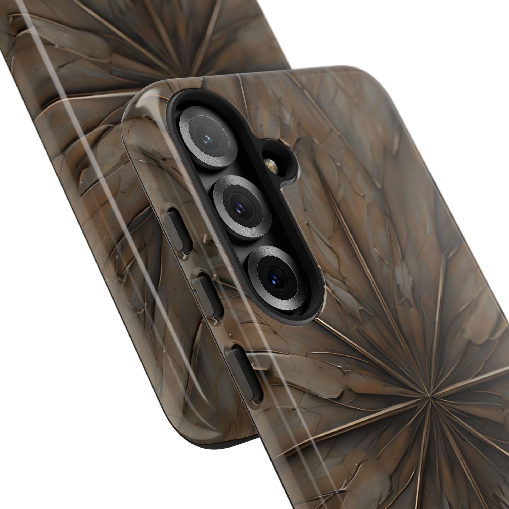 Earthstone Mandala - Kaleidoscope Collection Artistic Taupe Burst - Samsung Galaxy S25 Plus Tough Phone Case