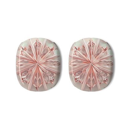 Blush Frost AirPods Max ear cup covers featuring frosted blush pink floral burst pattern on light neutral base, flat product view