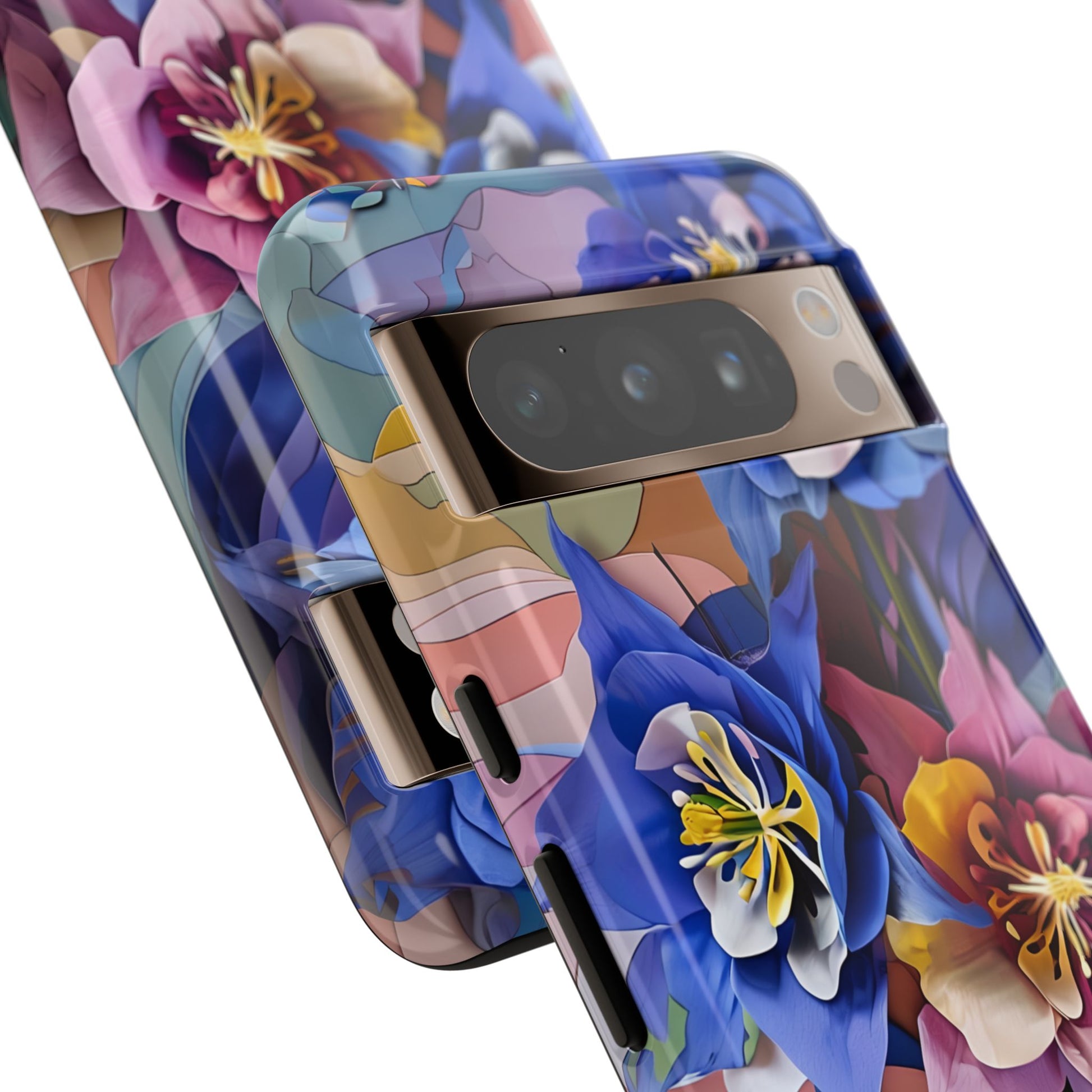 Blue Columbine Carnivale - Artistic Floral & Butterfly Google Pixel 8 Pro Tough Phone Case - Vibrant Botanical Design
