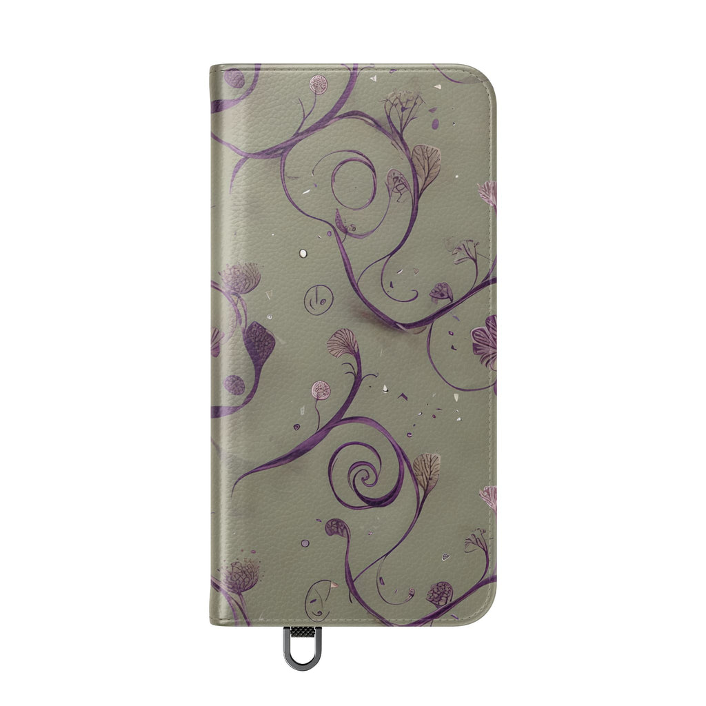 Twilight Thistle Bloom Wallet Phone Case - Elegant Purple Floral Vine Flip Cover for Samsung Galaxy S25 Plus