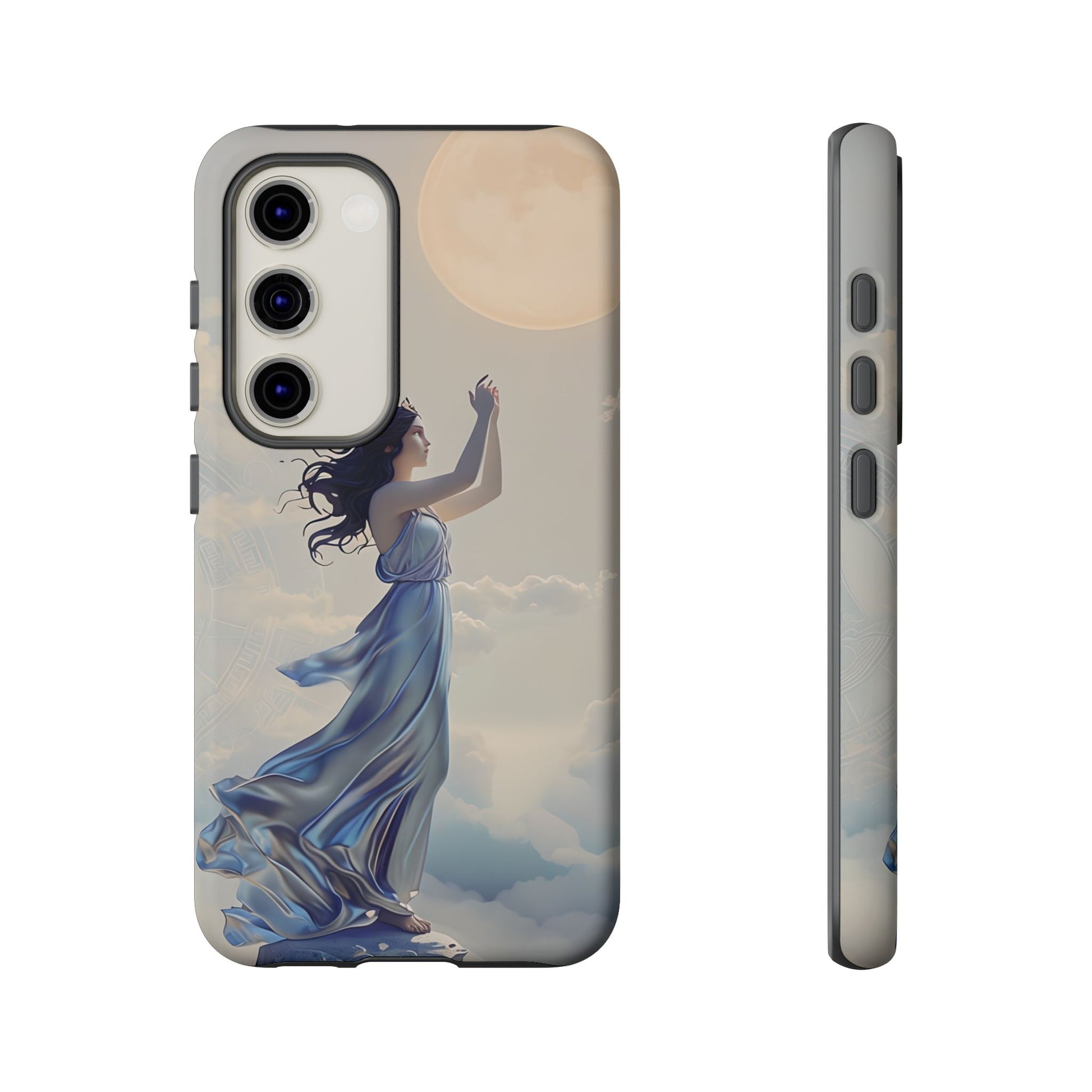 Moonlit Ascend - Ethereal Celestial Art Samsung Galaxy S23 Tough Phone Case - Dreamy Night Sky & Floating Woman Design