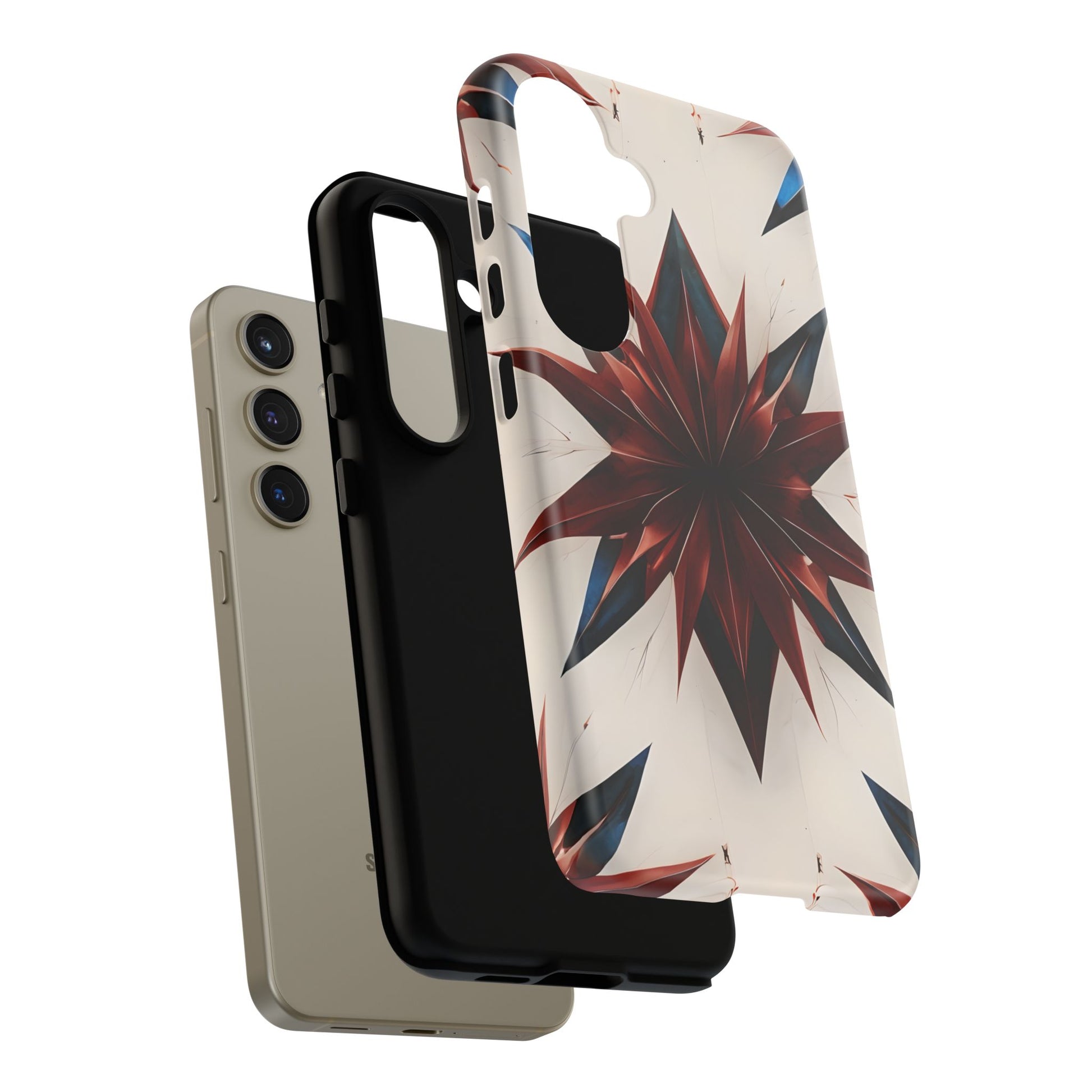 Garnet Starburst - Kaleidoscope Collection Gemstone Floral - Samsung Galaxy S24 Tough Phone Case - Floral Burst Design