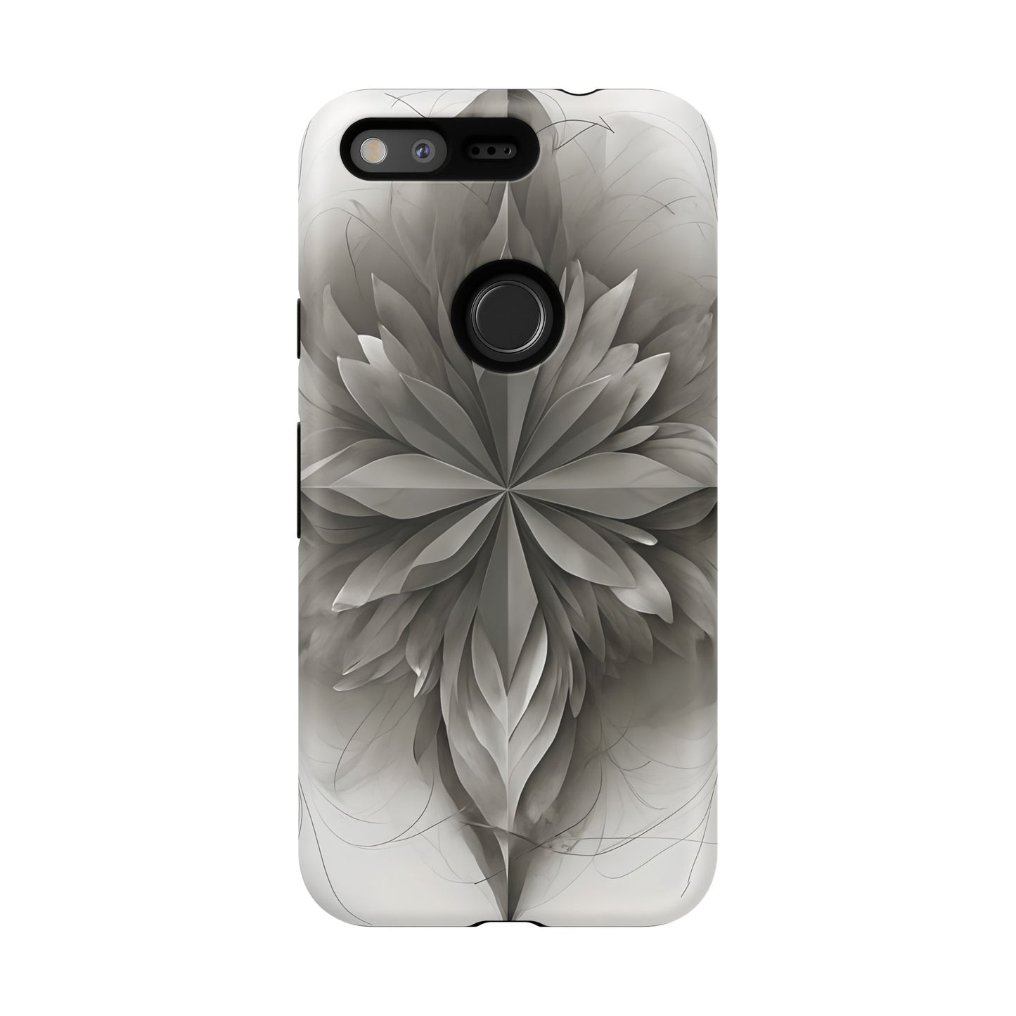 Silver Lotus - Elegant Monochrome Floral Google Pixel Tough Phone Case - Modern Lotus Design