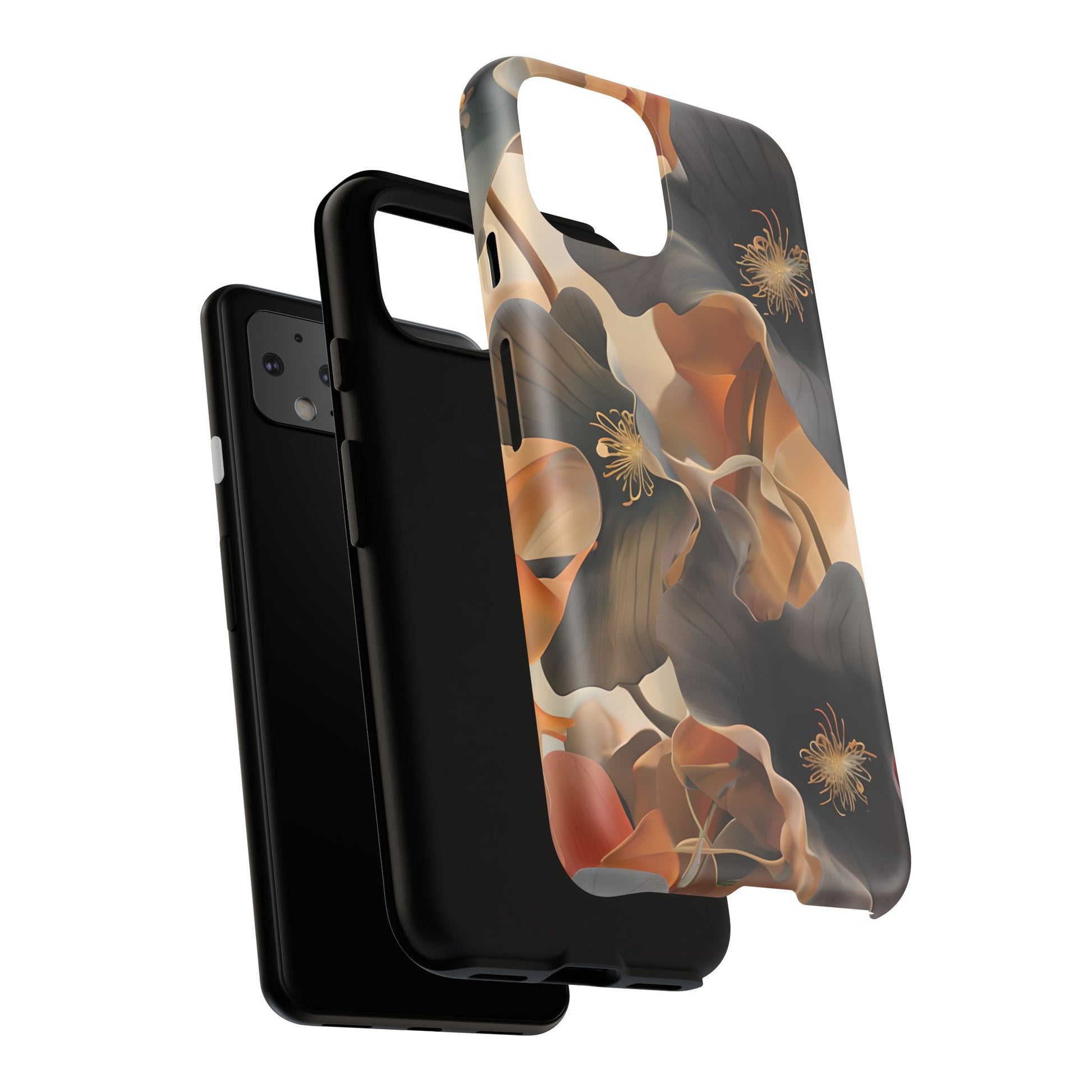 Autumn Ember - Moody Floral Art Google Pixel 4 Tough Phone Case - Warm Earthy Botanical Design