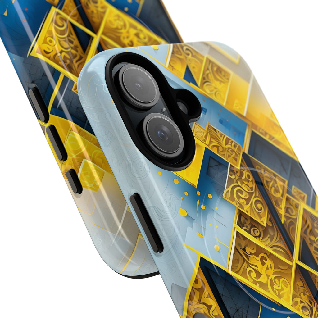 Golden Ascent Luxe Geometric iPhone 16 - MagSafe Compatible - Elegant Abstract Gold Design