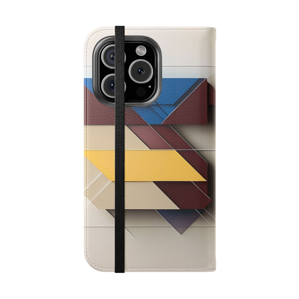 Chromatic Construct Wallet Phone Case - Modern Primary Color Design - Flip Cover for iPhone 16 Pro