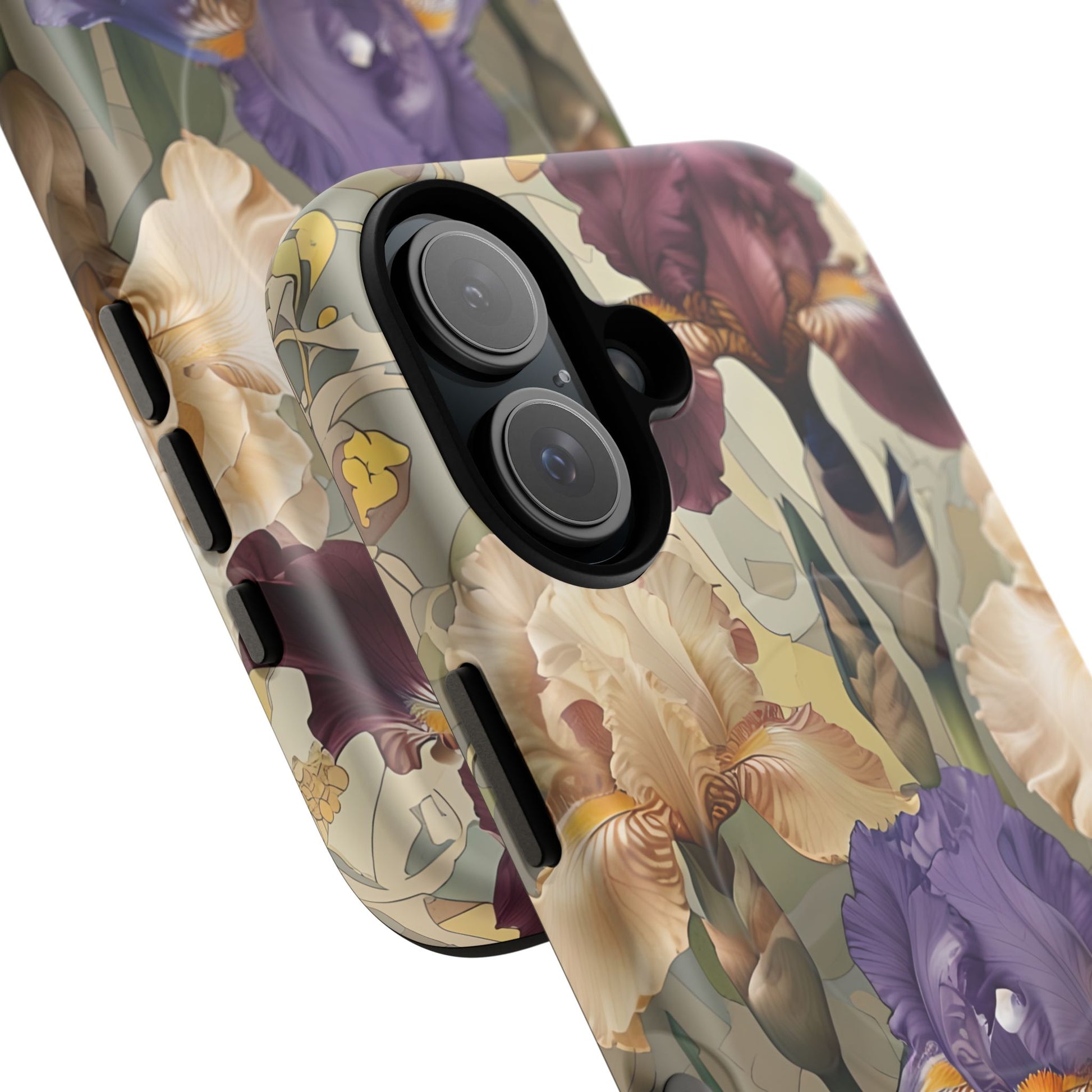 Iris Reverie - Elegant Painterly - iPhone 16 - MagSafe Compatible - Artistic Purple & Cream Iris Design