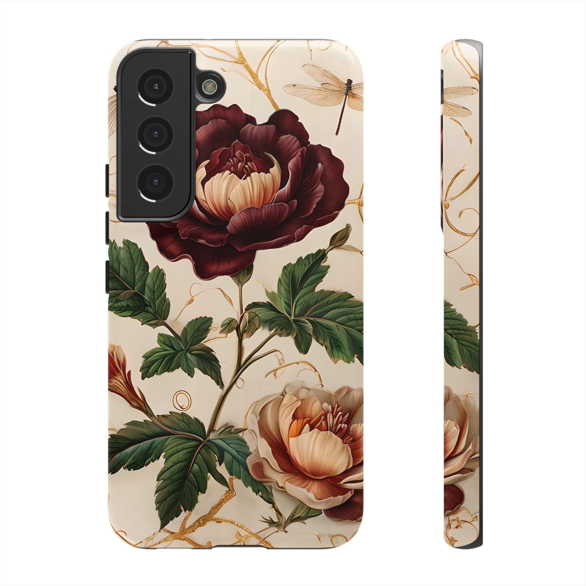 Vintage Burgundy Rose - Elegant Floral Samsung Galaxy S22 Phone Case - Classic Painterly Rose Design