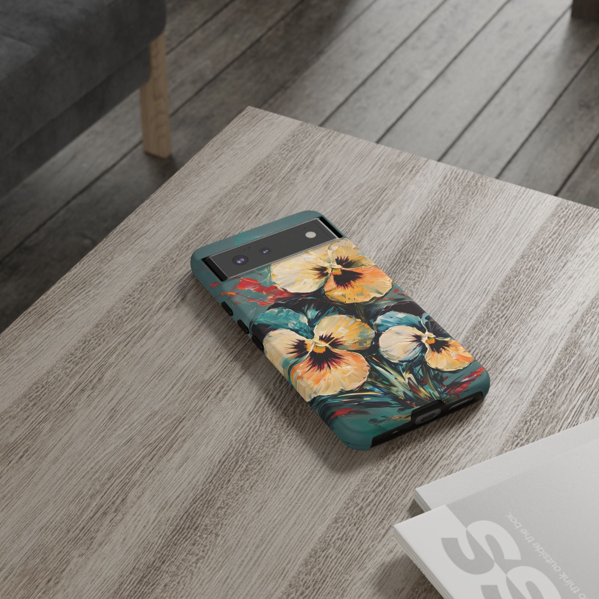 Golden Pansy Cascade Tough Case for Google Pixel 6 - Floral Artistic Shockproof Cover, Elegant Protective Phone Case