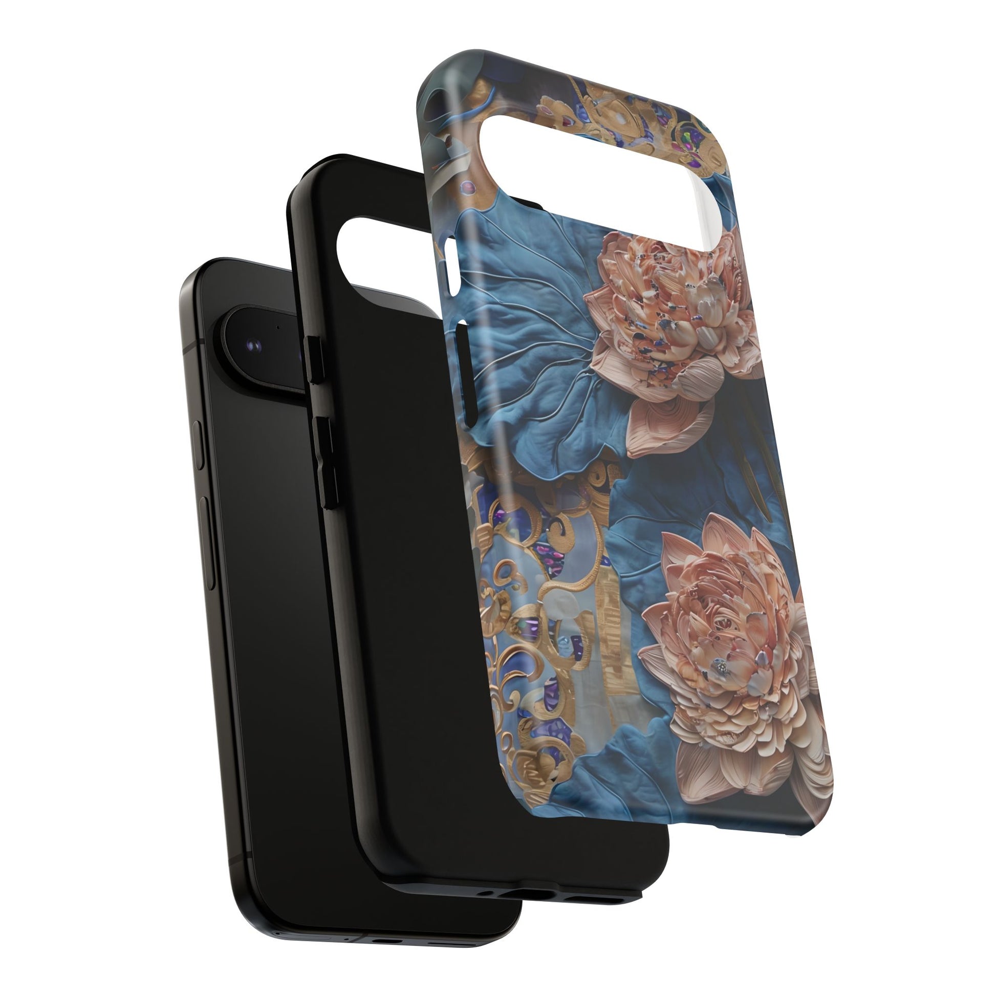 Peony Midnight Tapestry - Google Pixel 9 Pro XL - Elegant Blue & Blush Artful Phone Cover