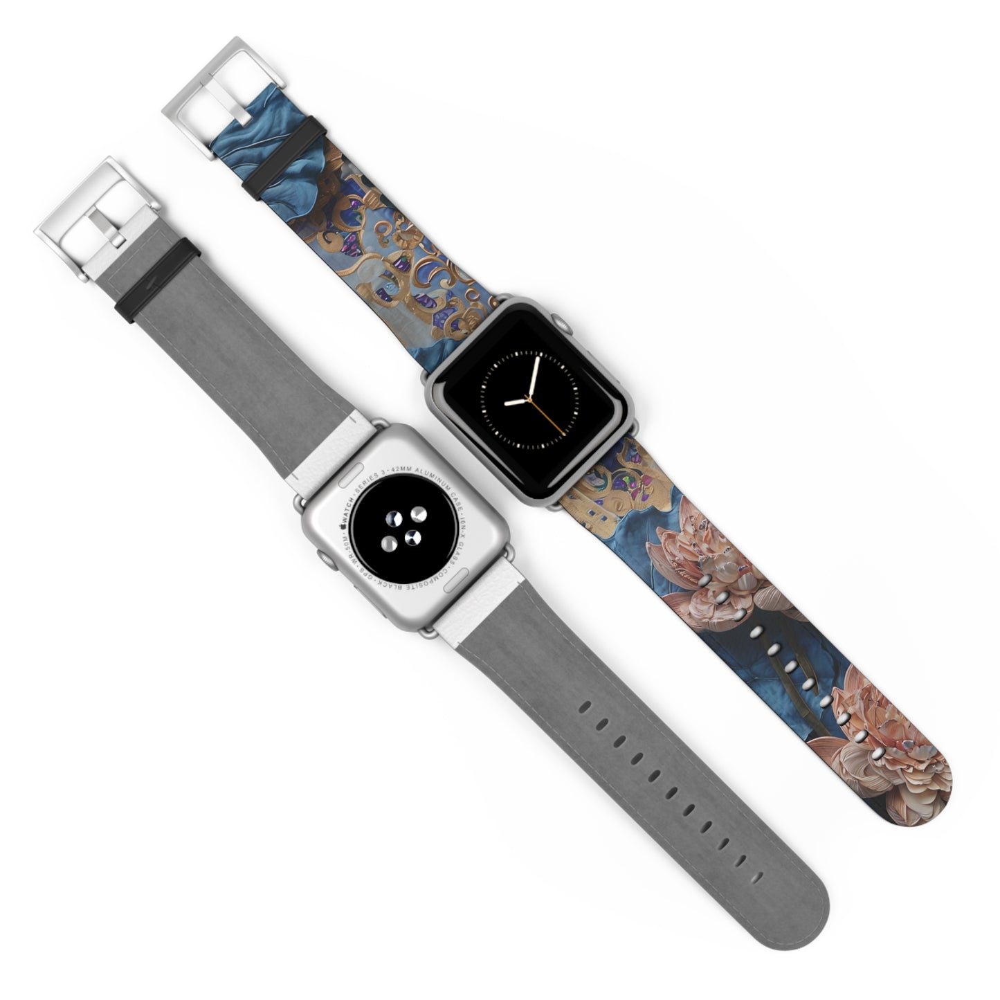Peony Midnight Tapestry Designer Apple Watch Band - Premium Custom Strap for Series 1-9, SE & Ultra - Artistic Vegan Leather