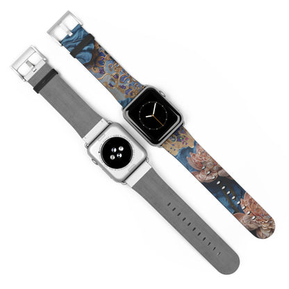 Peony Midnight Tapestry Designer Apple Watch Band - Premium Custom Strap for Series 1-9, SE & Ultra - Artistic Vegan Leather
