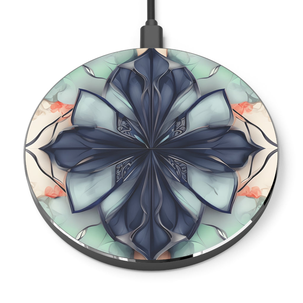 Midnight Mosaic Qi Wireless Charger - 10W Fast Charging Pad for iPhone 15/16 - MagSafe Compatible Designer Phone Charger