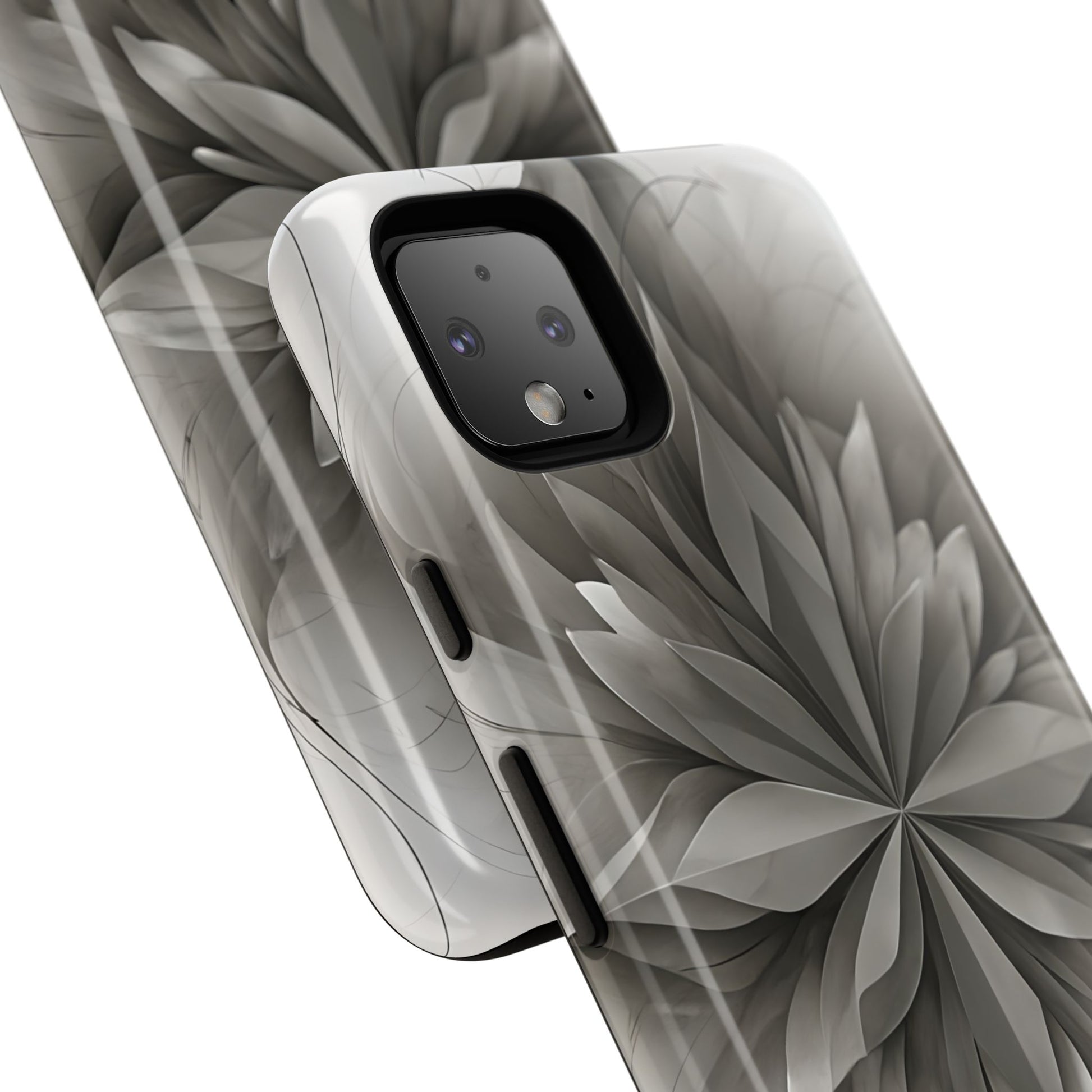 Silver Lotus - Elegant Monochrome Floral Google Pixel 4XL Tough Phone Case - Modern Lotus Design