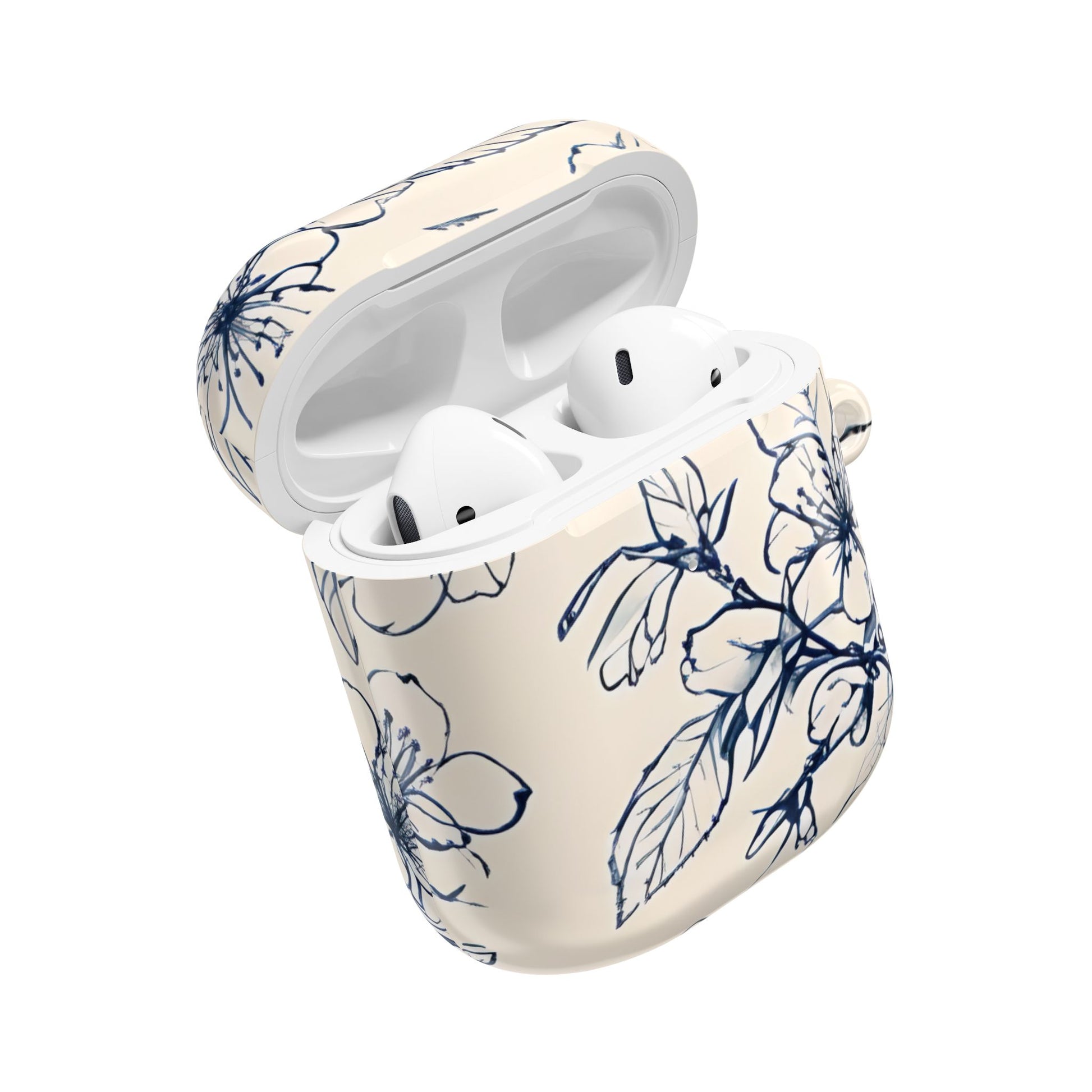 Blossom Sketch AirPod Case - Elegant Floral Earbud Cover for Gen 1, 2, 3, Pro Gen 1 & 2 - Chic Blue Botanical Gift for Her