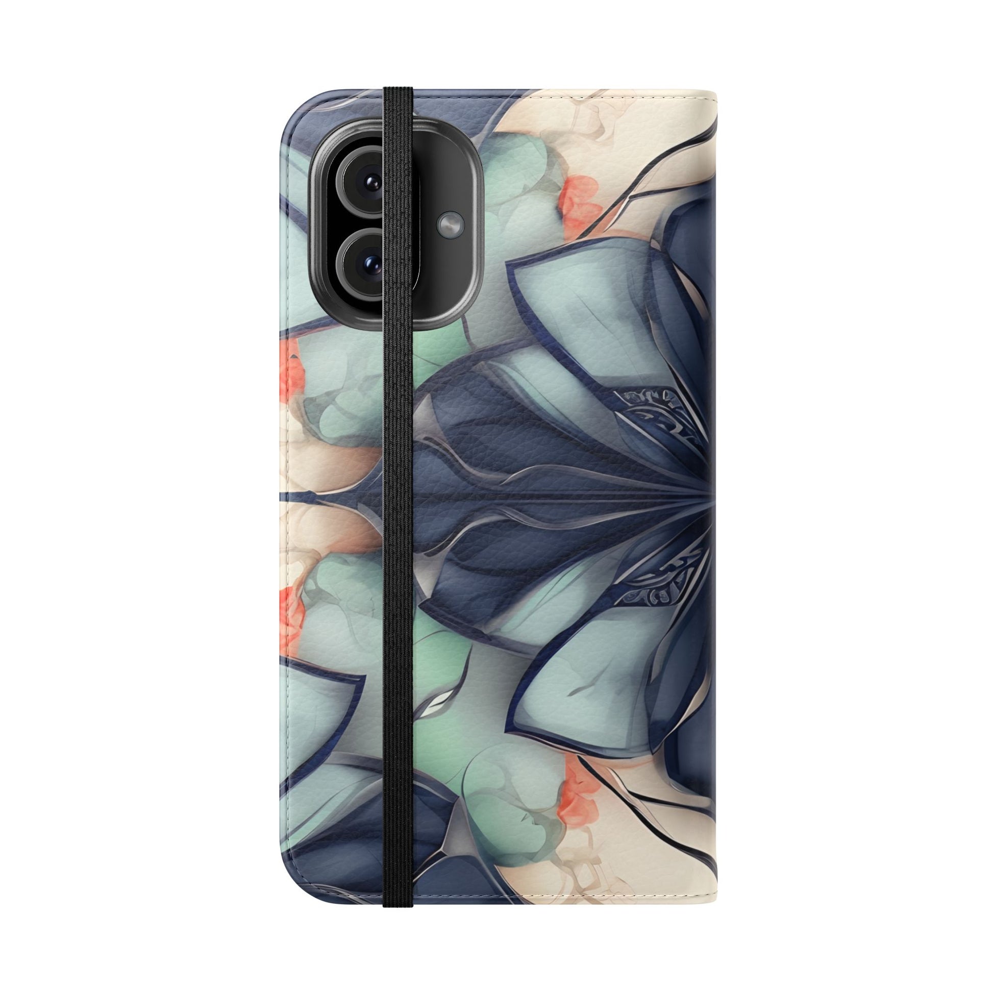 Midnight Mosaic - Abstract Floral Flip Phone Case for iPhone 16 Plus