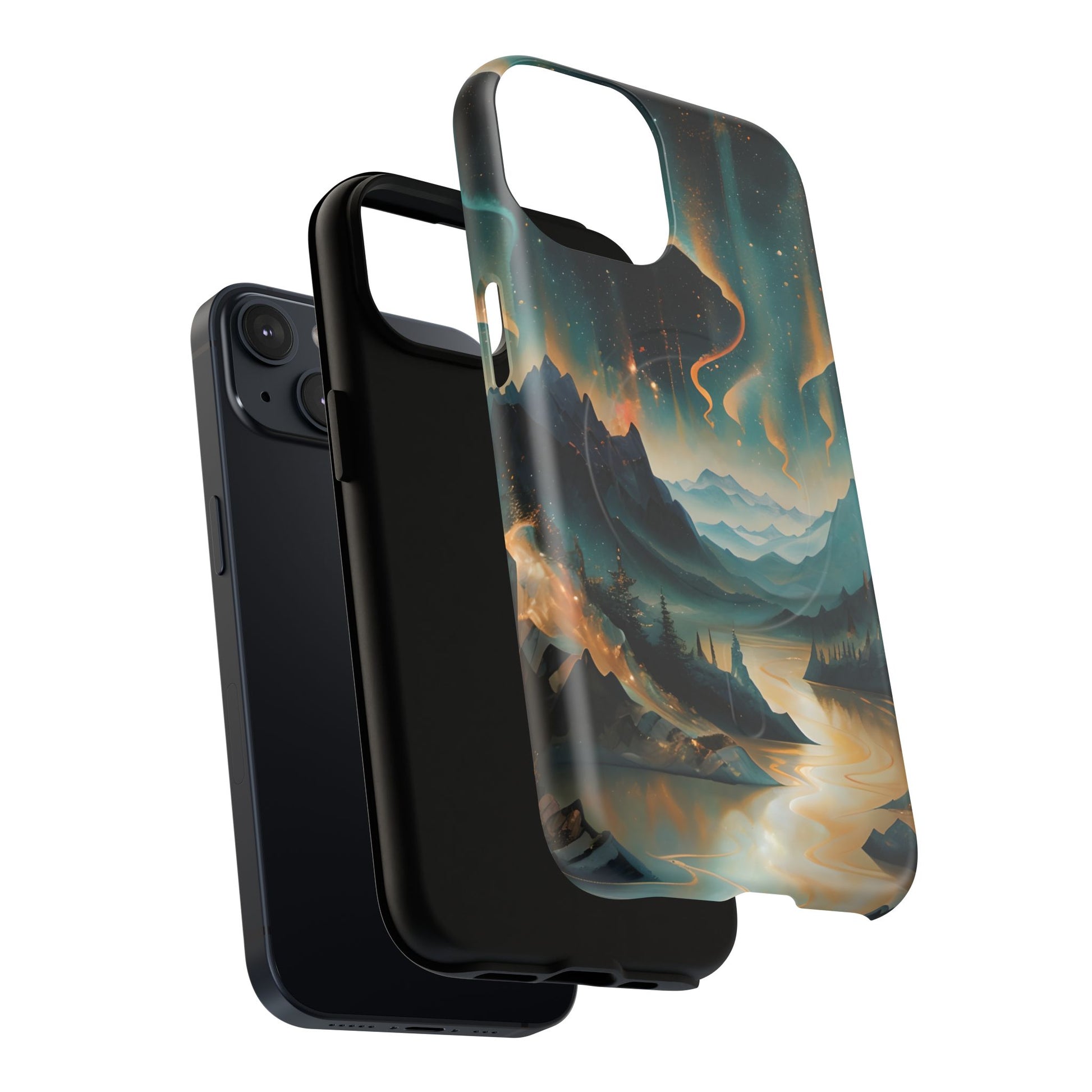 Aurora Dreamscape iPhone 14 Case – Northern Lights Art, MagSafe Compatible, Tough Shockproof Cover