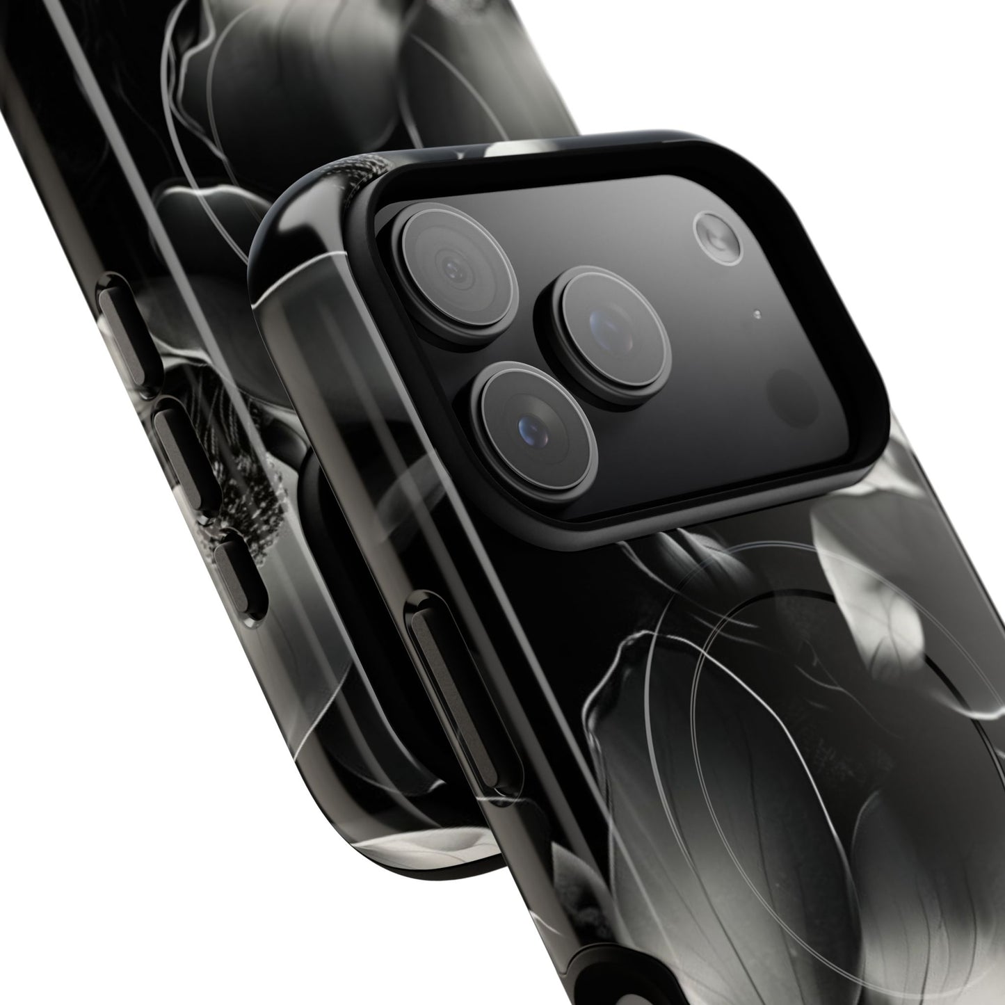 Monochrome Magnolia - Elegant Black & White Floral iPhone MagSafe Phone Case - Artistic Magnolia Design