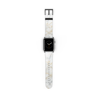 Golden Vein Apple Watch band with watch face featuring white marble pattern with elegant gold veining