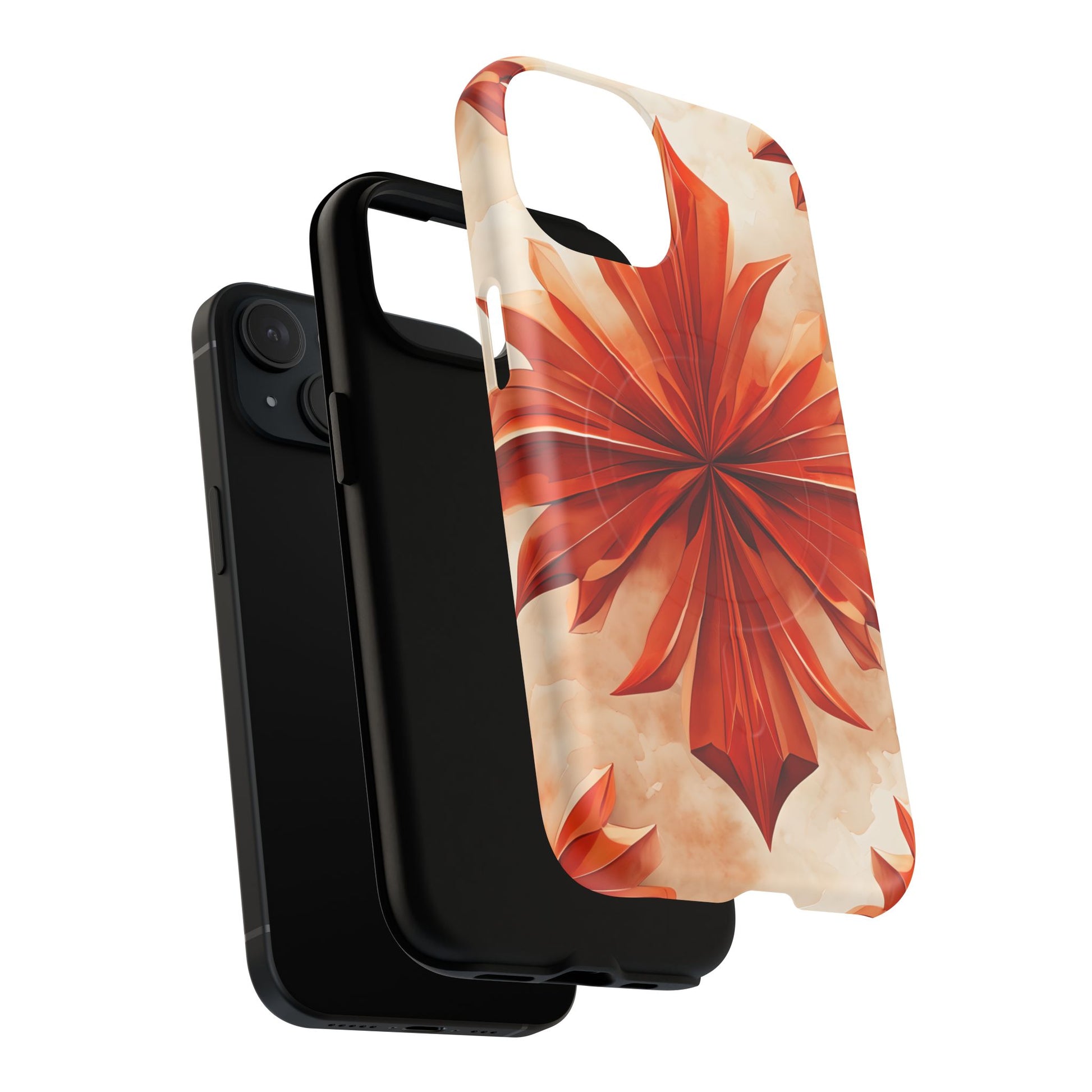 Sunset Fleur iPhone 15 - Kaleidoscope Collection of MagSafe Compatible - Vibrant Sunset Flower Design