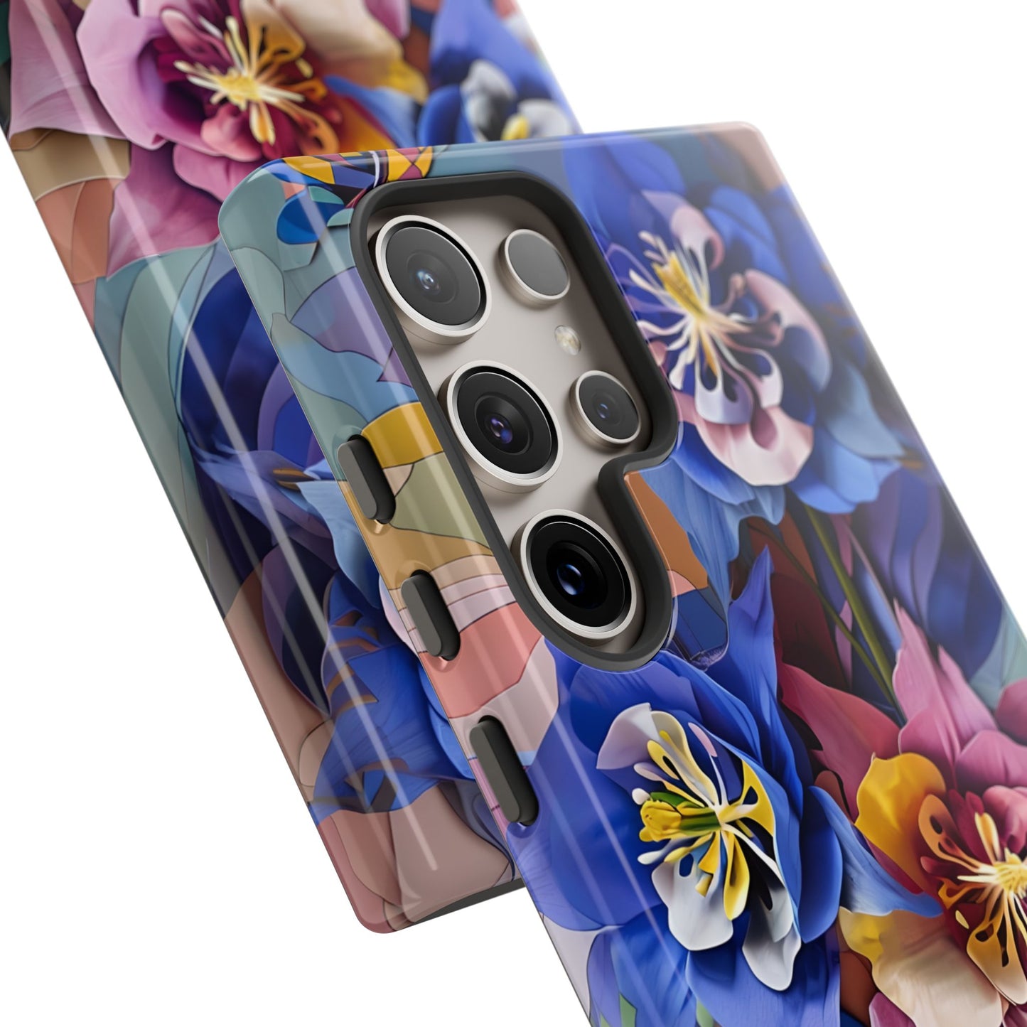 Blue Columbine Carnivale - Artistic Floral & Butterfly Samsung Ultra Tough Phone Case - Vibrant Botanical Design