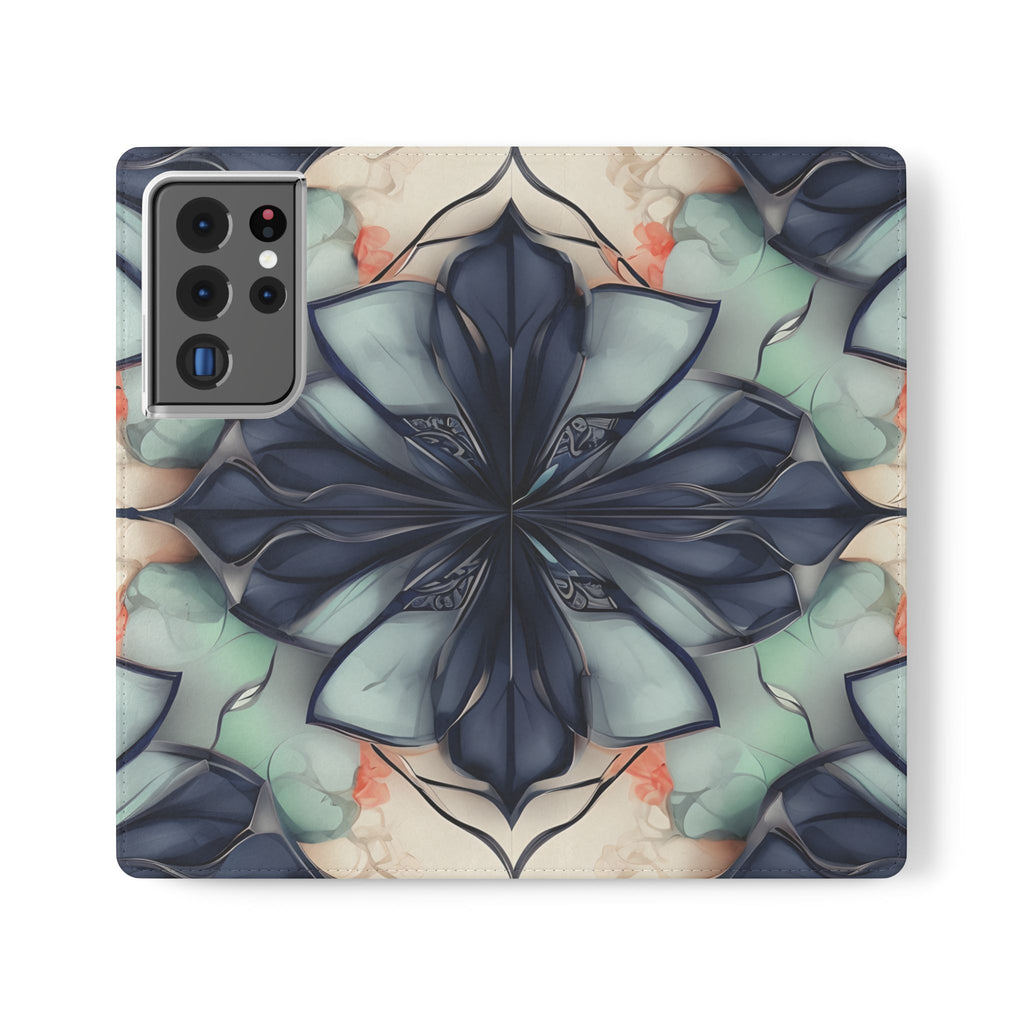 Midnight Mosaic - Abstract Floral Flip Phone Case for Samsung Galaxy S21 Ultra