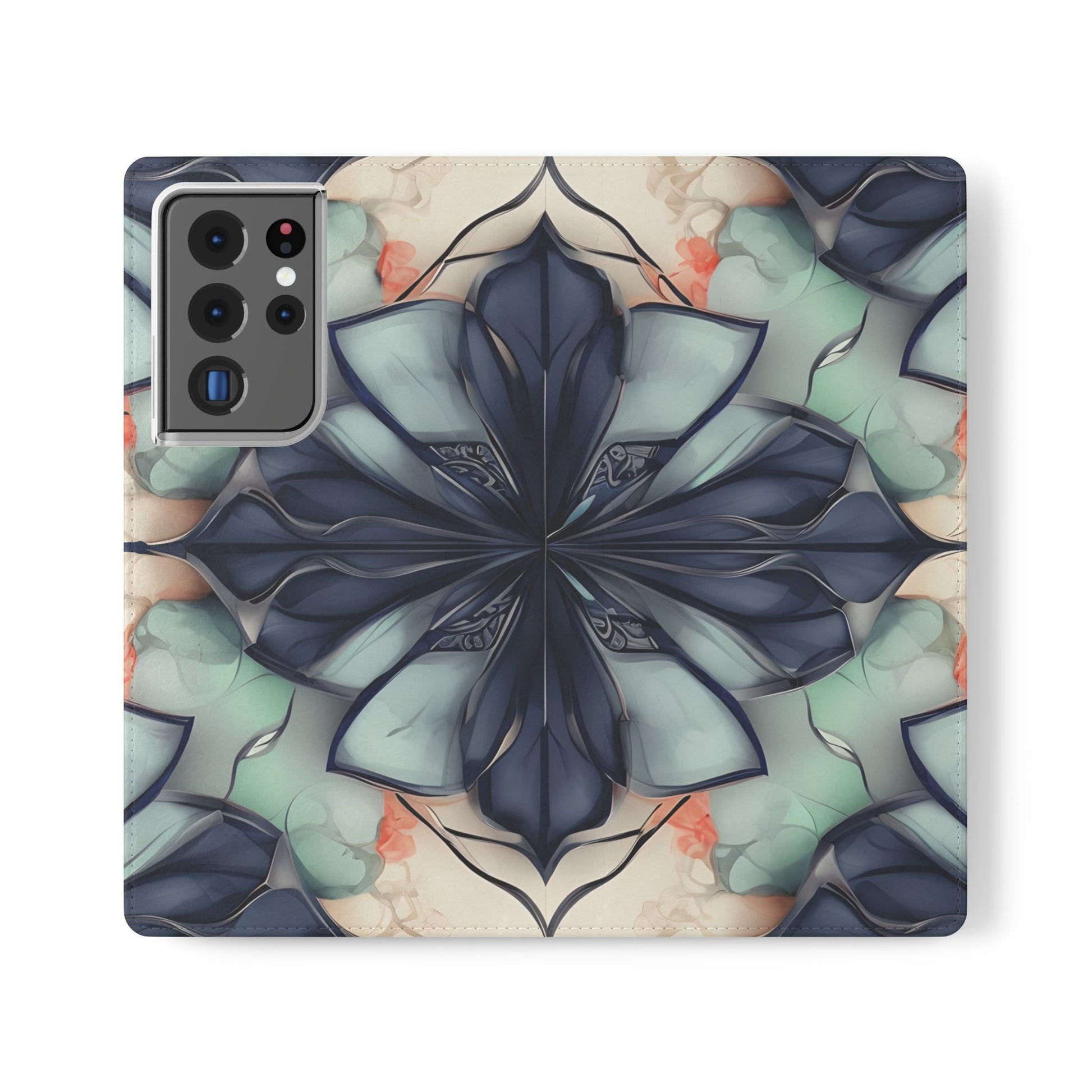 Midnight Mosaic - Abstract Floral Flip Phone Case for Samsung Galaxy S21 Ultra