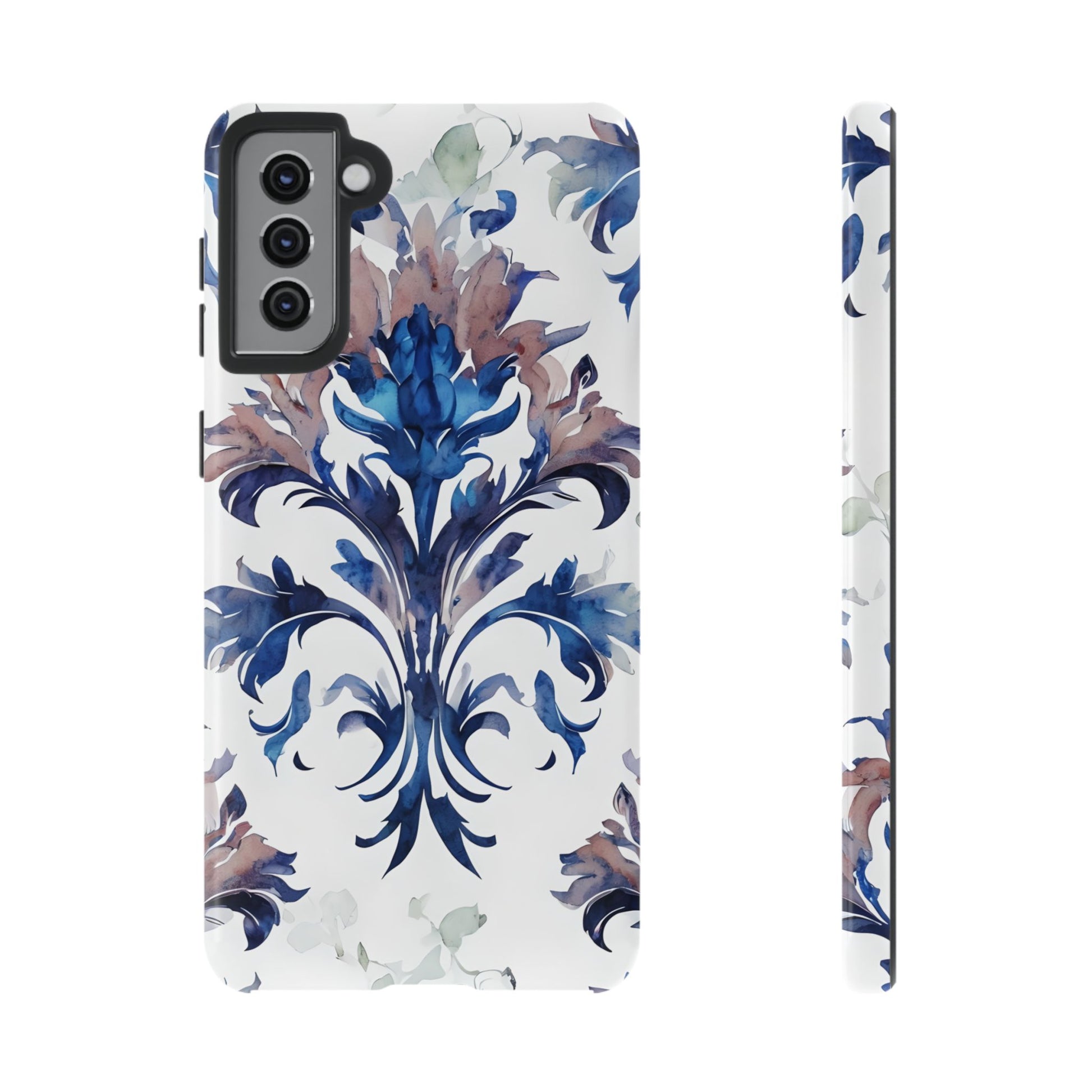 Delft Reverie - Elegant Blue & White Samsung S21 Plus Tough Phone Case - Dutch Delftware-Inspired Floral Design