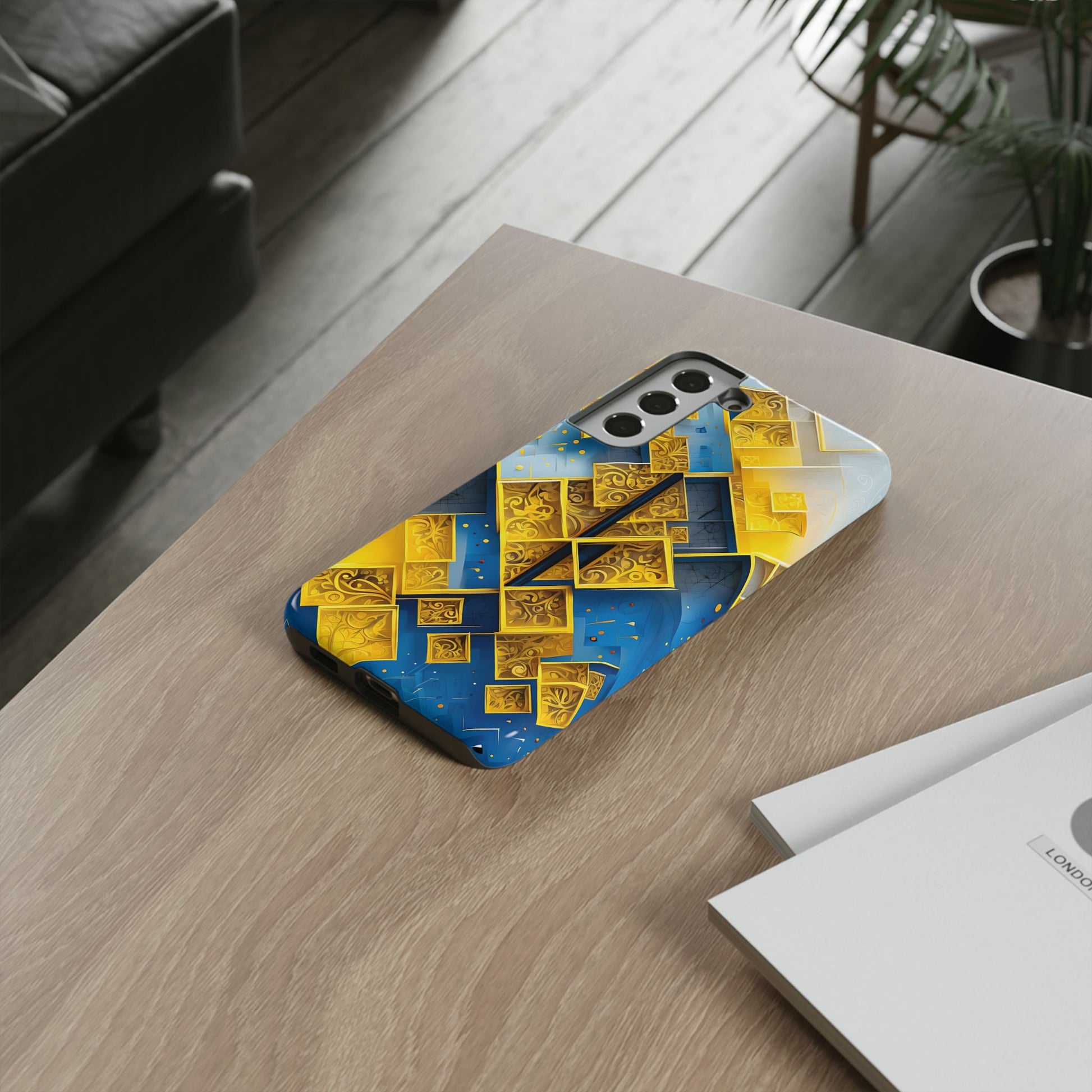 Golden Ascent Luxe Geometric Samsung Galaxy S22 Plus Tough Case - Elegant Abstract Gold Design