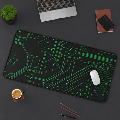 Green Circuit Grid Desk Mat - Premium Office Desk Pad, 3 Sizes Available, Artistic Workspace Protection