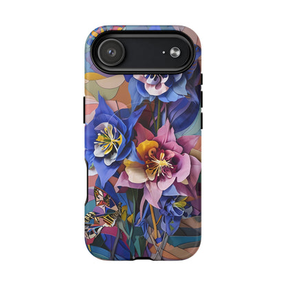 Blue Columbine Carnivale - Artistic Floral & Butterfly iPhone MagSafe Phone Case - Vibrant Botanical Design
