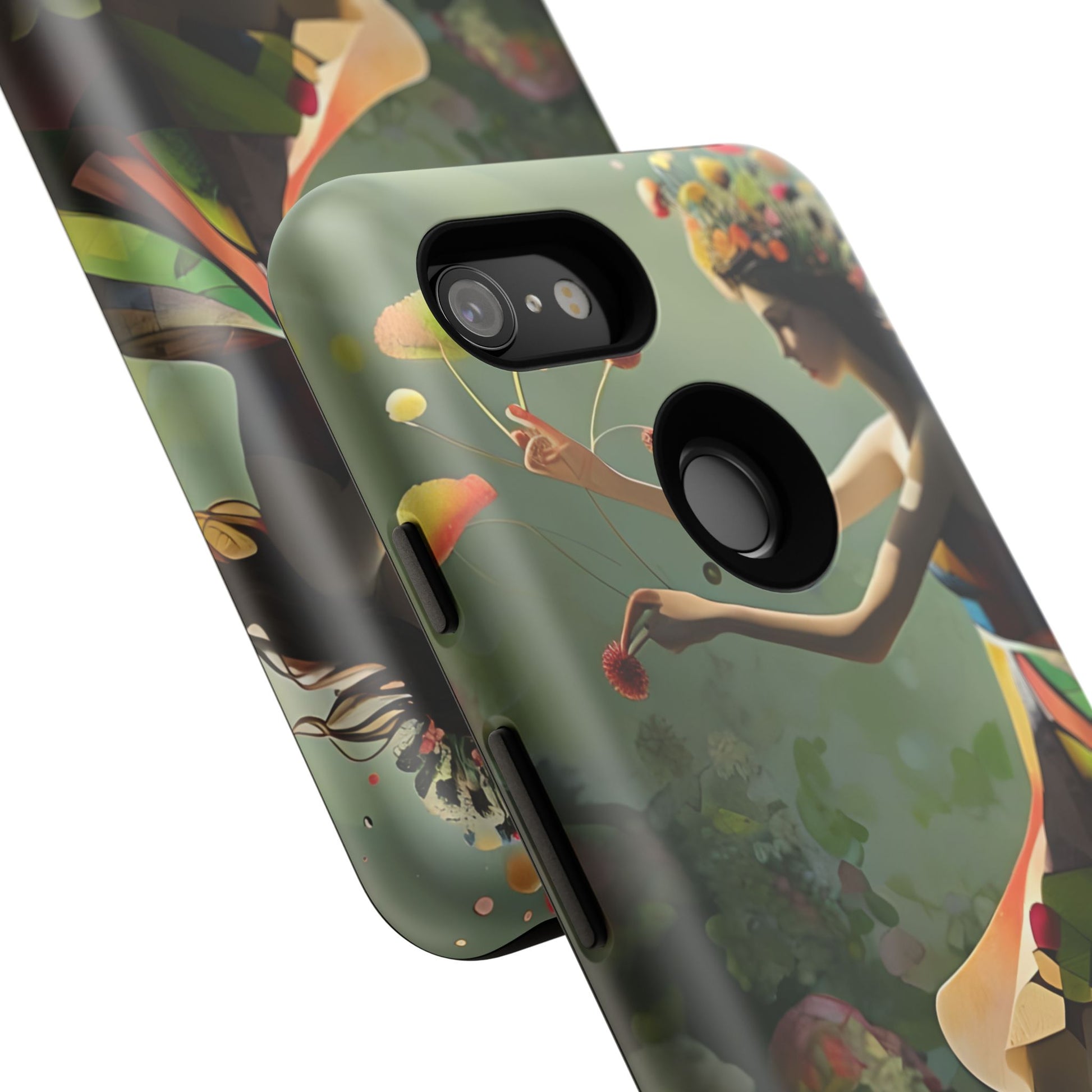 Dancing Wildflower Muse Google Pixel 3 Tough Case - Artistic Floral Fantasy Cover - Whimsical Nature-Inspired Protective Accessory