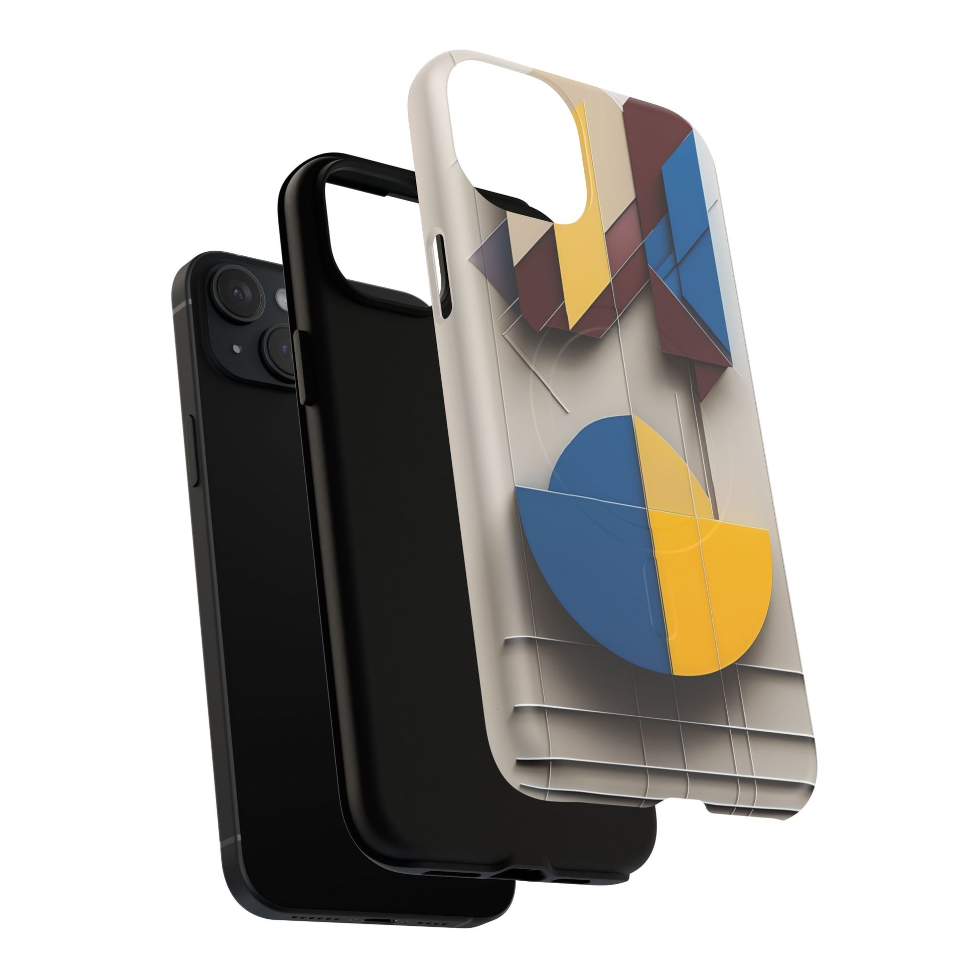 Chromatic Construct iPhone 15 Plus MagSafe Phone Case -Modern Geometrical Design, Primary Colors