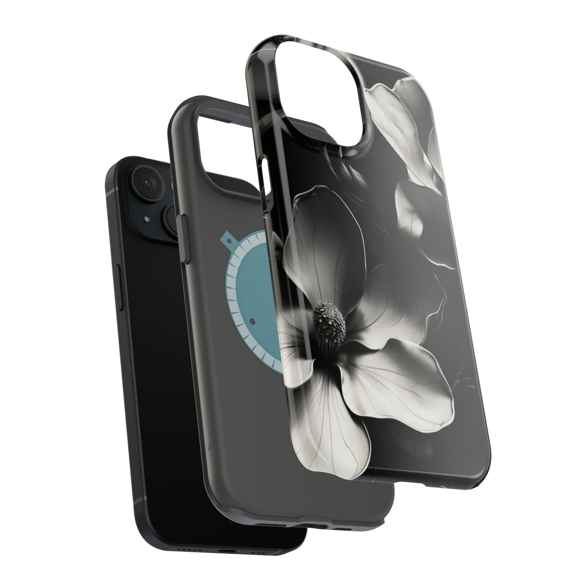 Monochrome Magnolia iPhone MagSafe Case