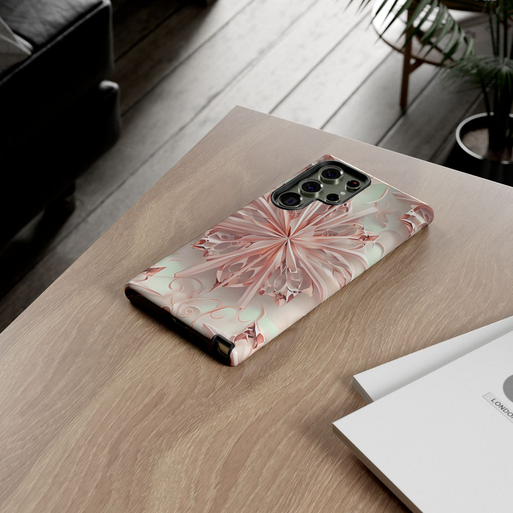 Blush Frost from our Kaleidoscope Collection - Samsung Galaxy S23 Ultra tough case - Soft Pink Geometric Floral Design