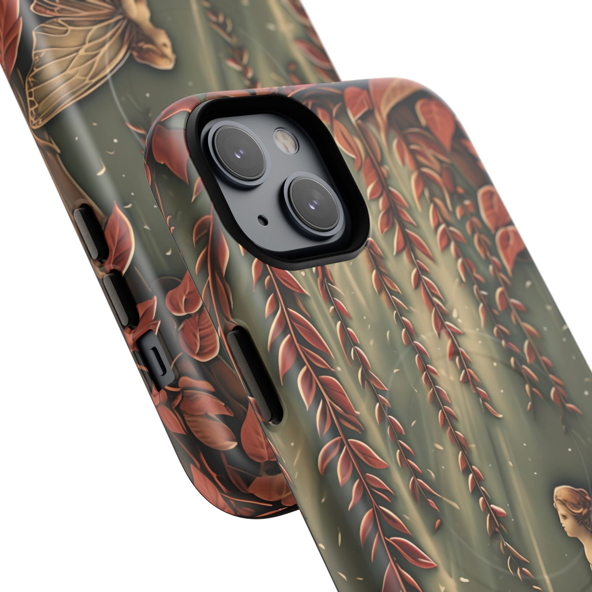 Angled view of Willow Whisper iPhone MagSafe protective phone case