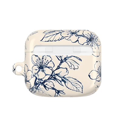 Blossom Sketch AirPod Case - Elegant Floral Earbud Cover for Gen 1, 2, 3, Pro Gen 1 & 2 - Chic Blue Botanical Gift for Her