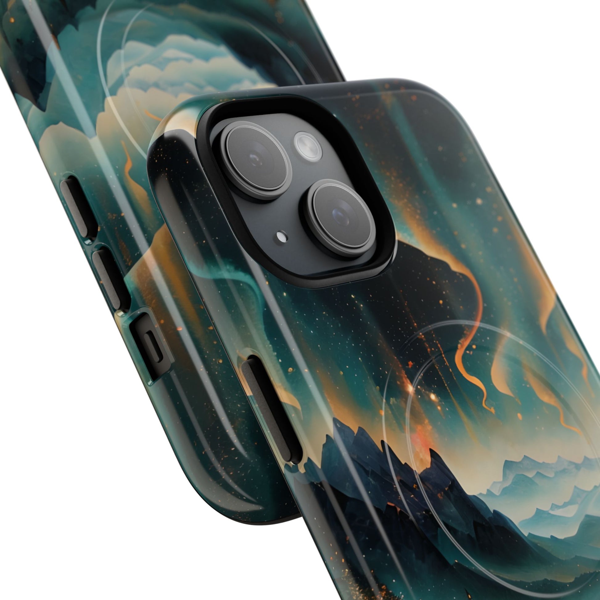 Aurora Dreamscape iPhone 15 Case – Northern Lights Art, MagSafe Compatible, Tough Shockproof Cover