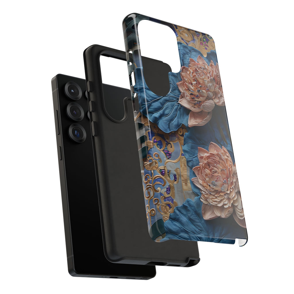Peony Midnight Tapestry - Samsung Galaxy S25 Ultra - Elegant Blue & Blush Artful Phone Cover