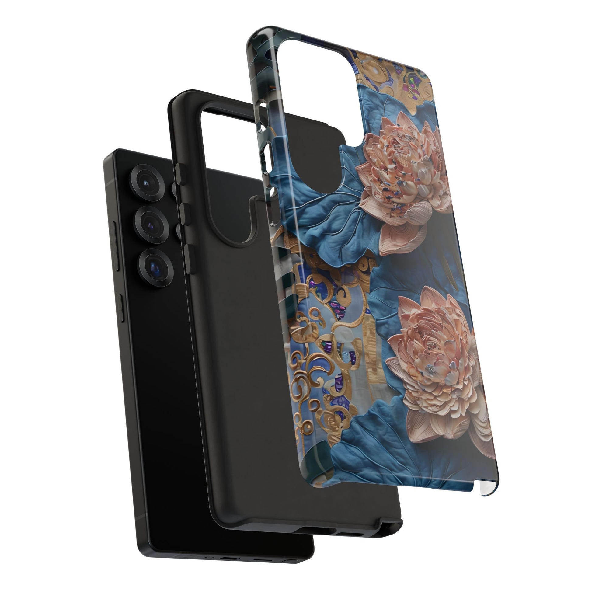 Peony Midnight Tapestry - Samsung Galaxy S25 Ultra - Elegant Blue & Blush Artful Phone Cover